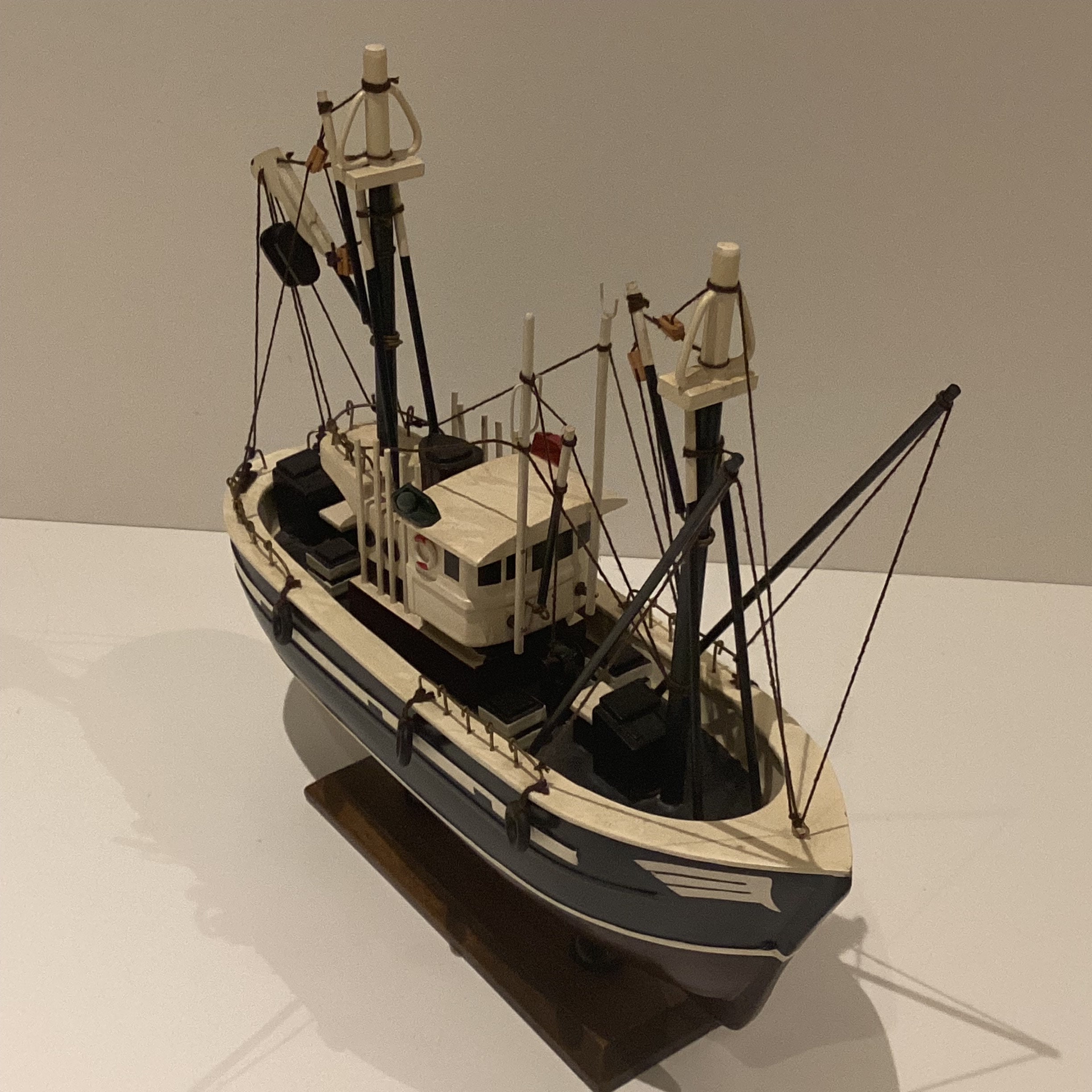 Vintage Wooden Boat | 1970s Handmade Fishing Ship Model, Collectible Nautical Decor — photo 6 of 9