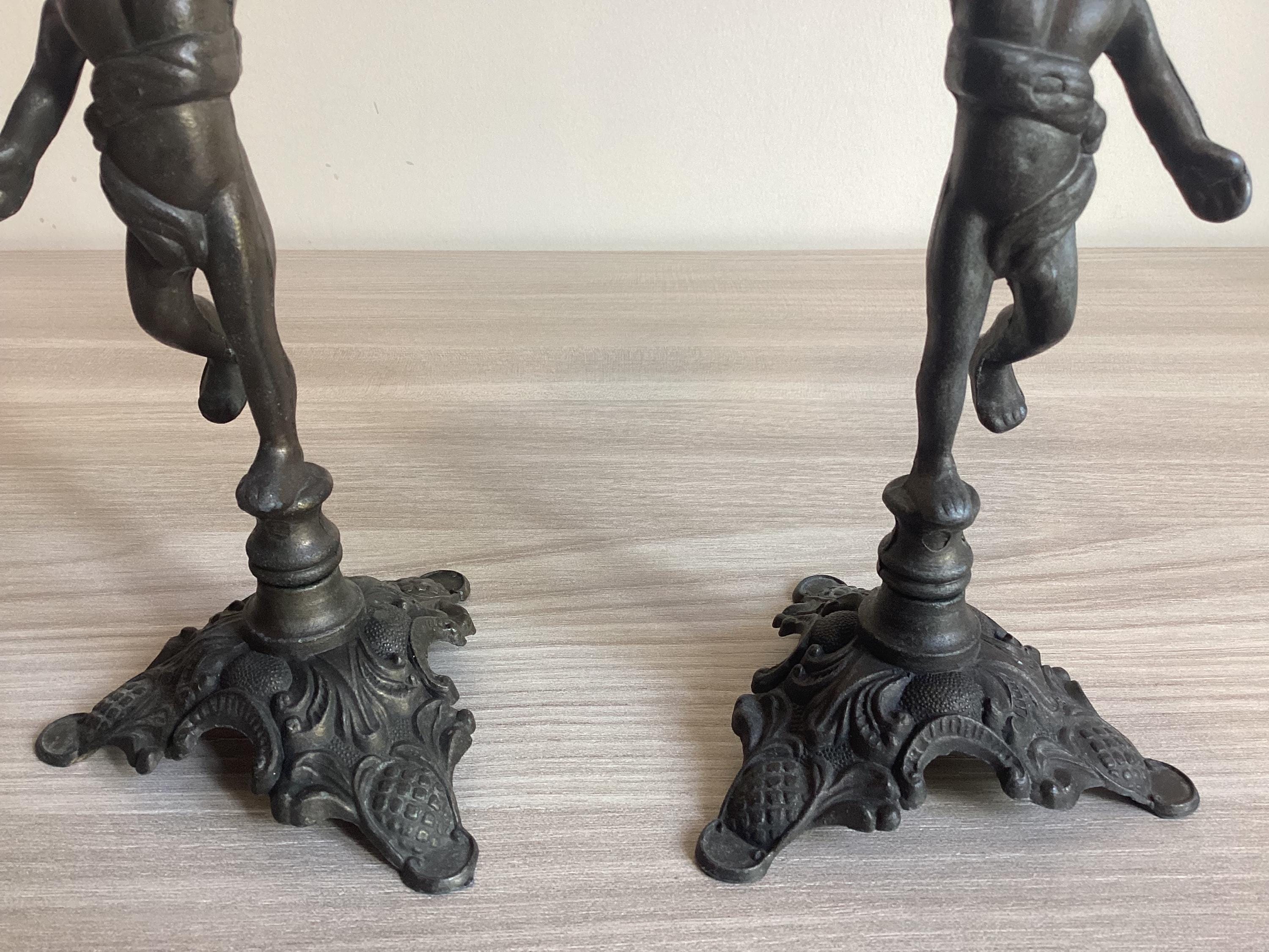Antique French Candlesticks | 19th Century Régule Pair, Bronzed Original Patina — photo 10 of 10