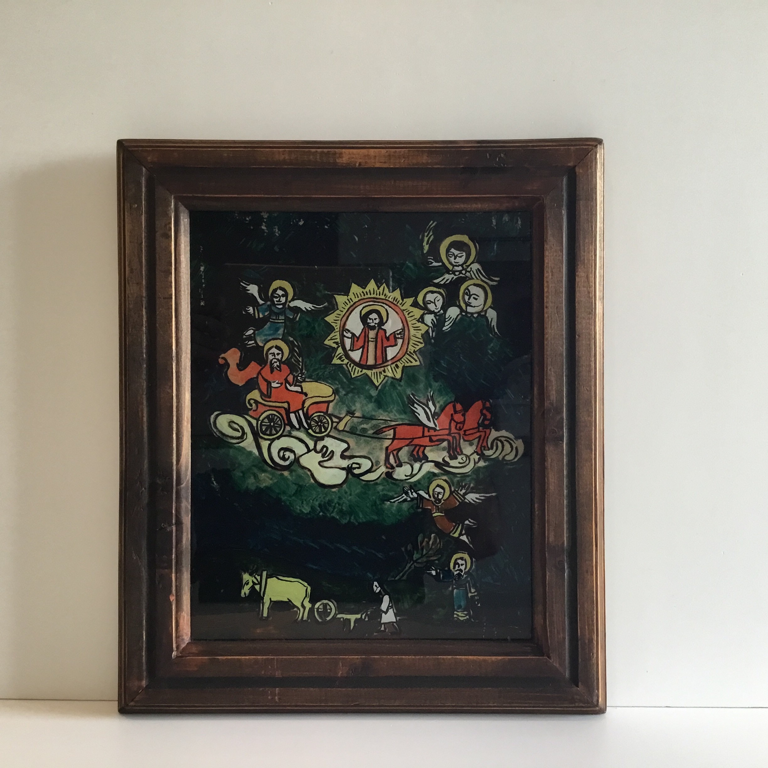 Antique Icon | 1900s Romanian Transylvania Folk Art, Revers Glass Hand Painted — photo 2 of 8
