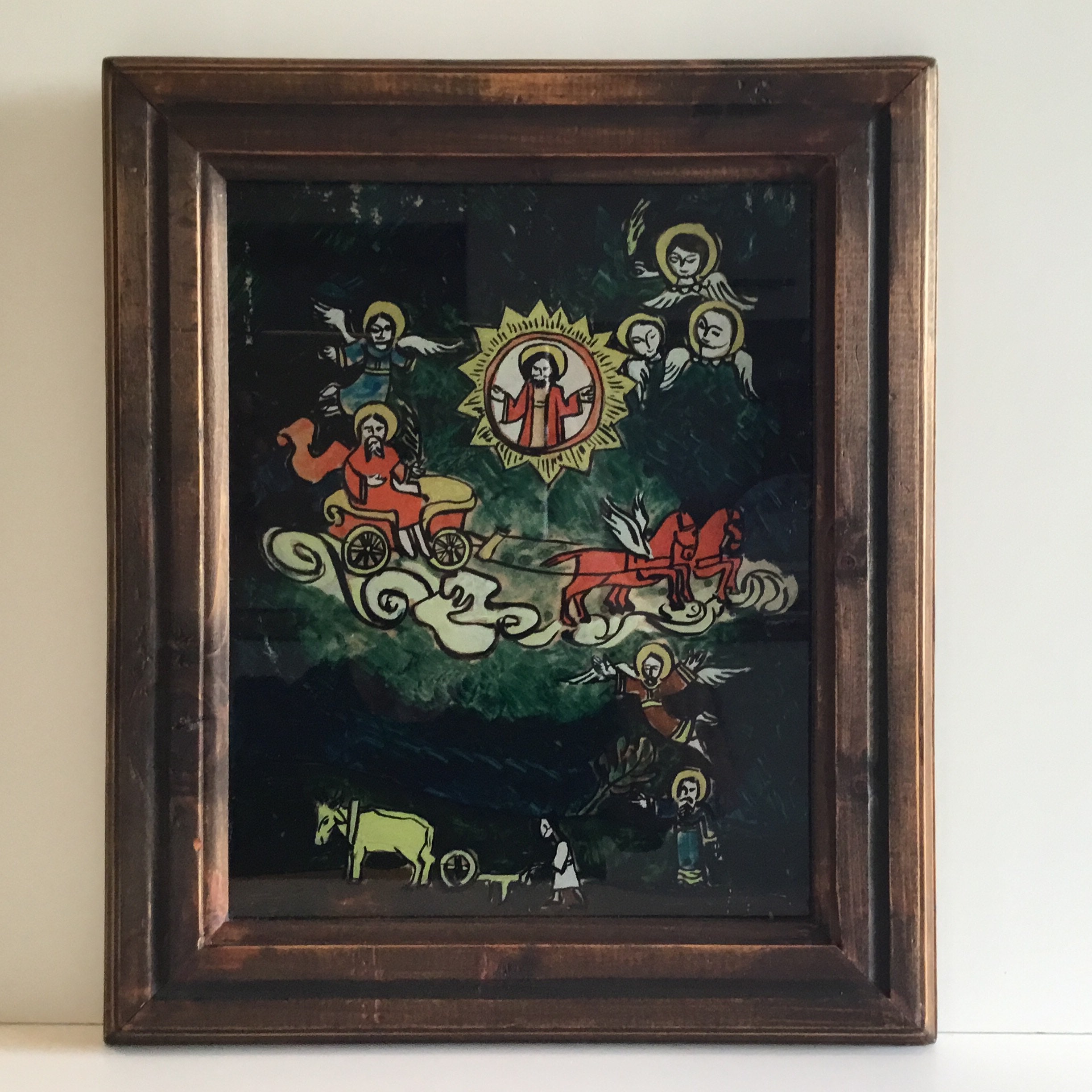 Antique Icon | 1900s Romanian Transylvania Folk Art, Revers Glass Hand Painted — photo 3 of 8