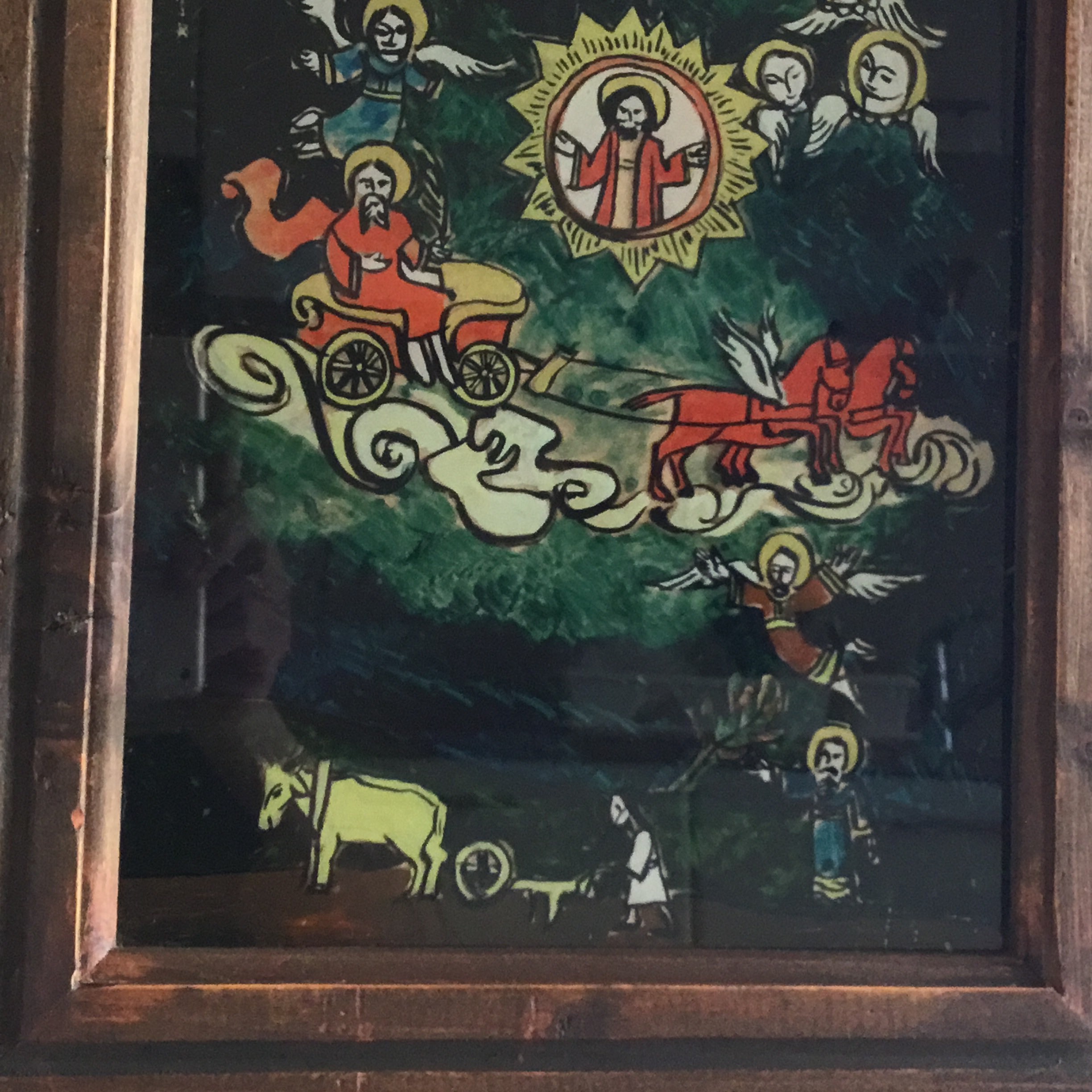 Antique Icon | 1900s Romanian Transylvania Folk Art, Revers Glass Hand Painted — photo 5 of 8