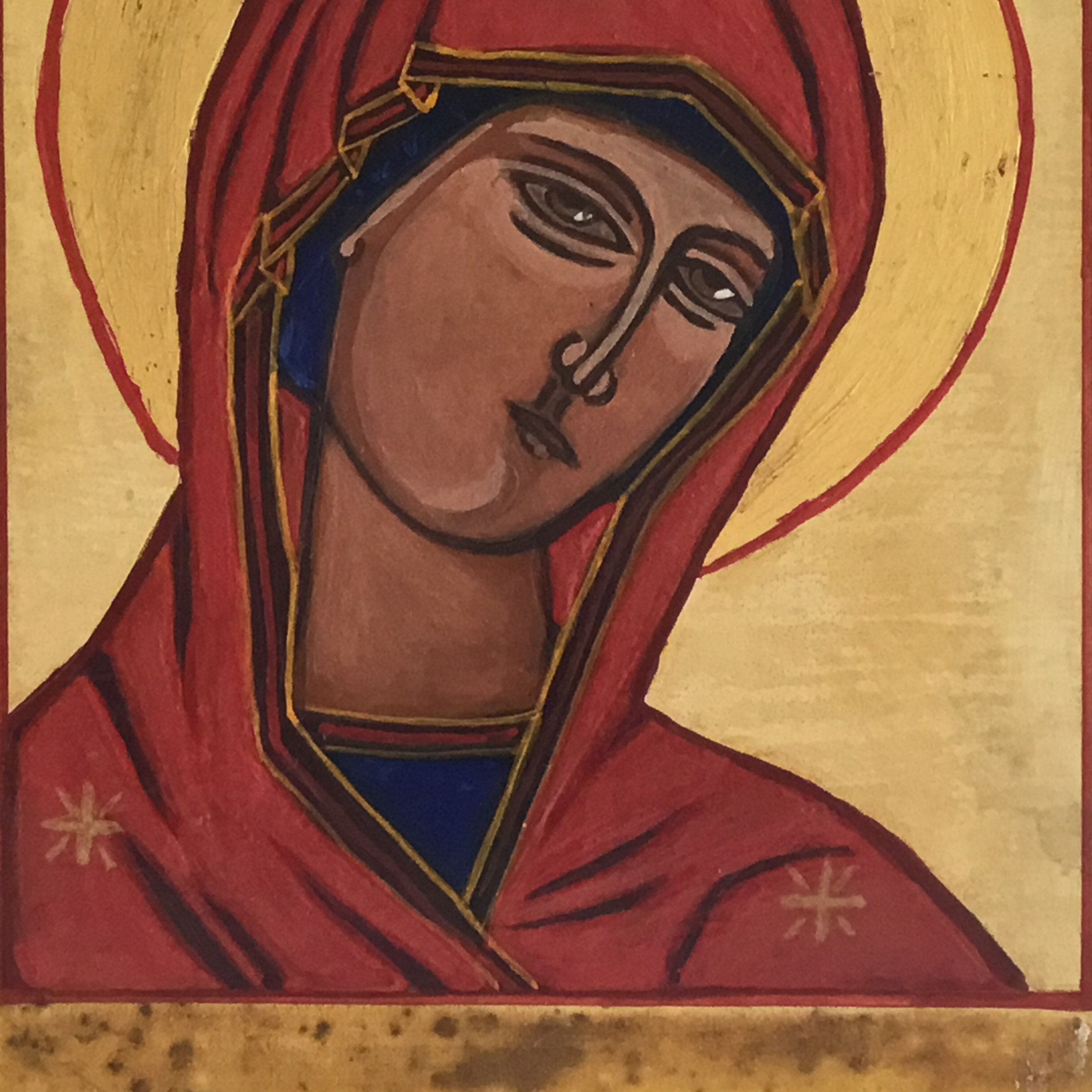 Vintage Icon | Orthodox Saint Mary 1950s, Hand Painted Tempera on Wood — photo 4 of 8