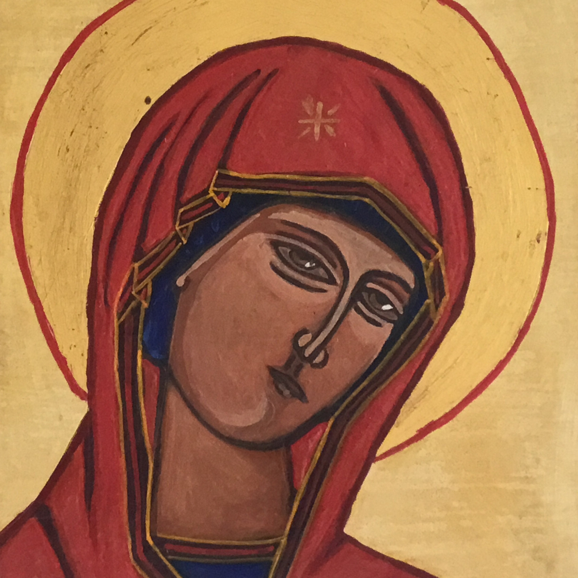Vintage Icon | Orthodox Saint Mary 1950s, Hand Painted Tempera on Wood — photo 5 of 8