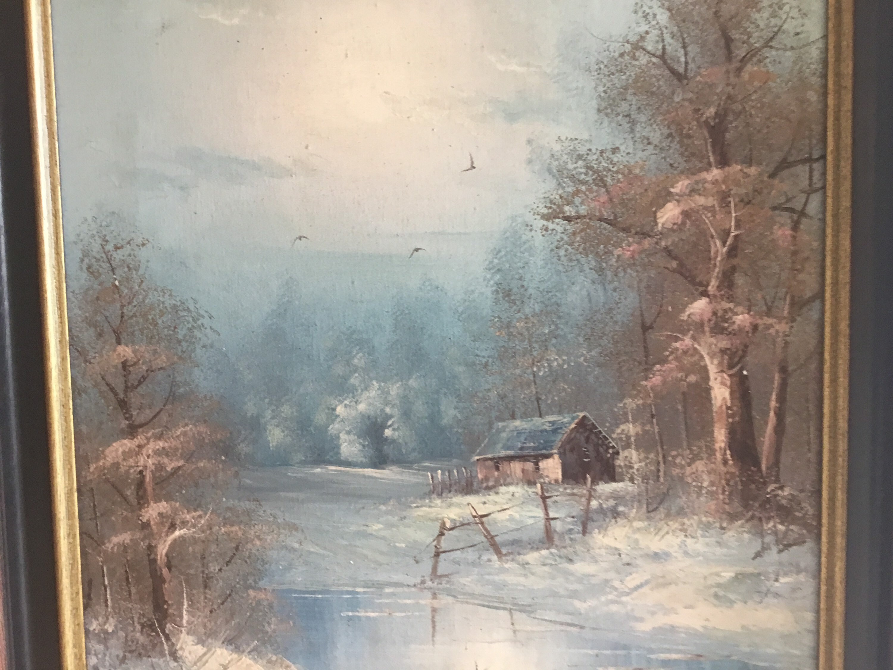 Vintage Winter Painting | Hansen John 1950s Landscape, Oil on Canvas Signed — photo 6 of 11