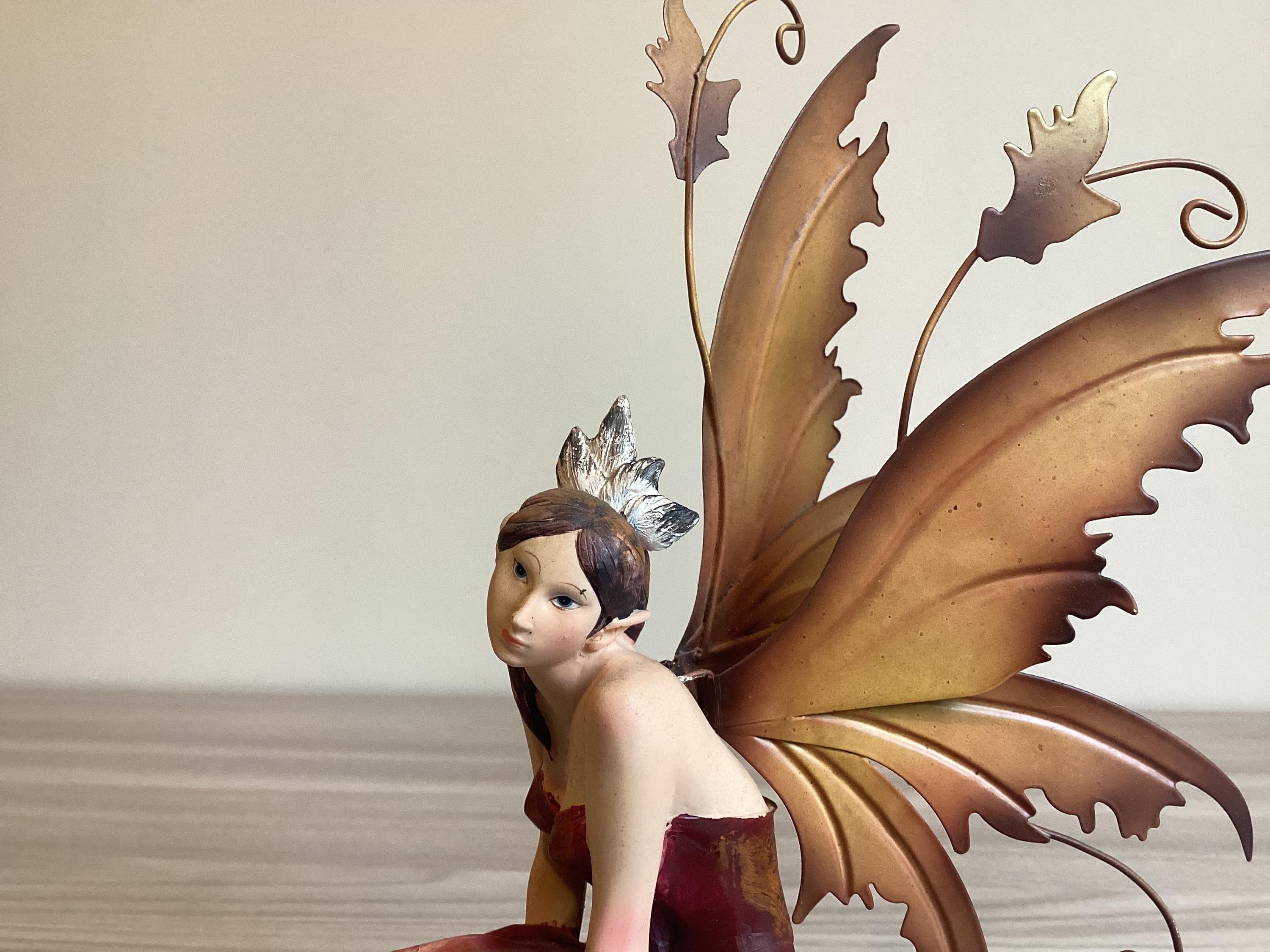 Fantasy Sculpture | Les Alpes Design Fairy Figurine, Polystone Resin with Metal Wings — photo 7 of 9