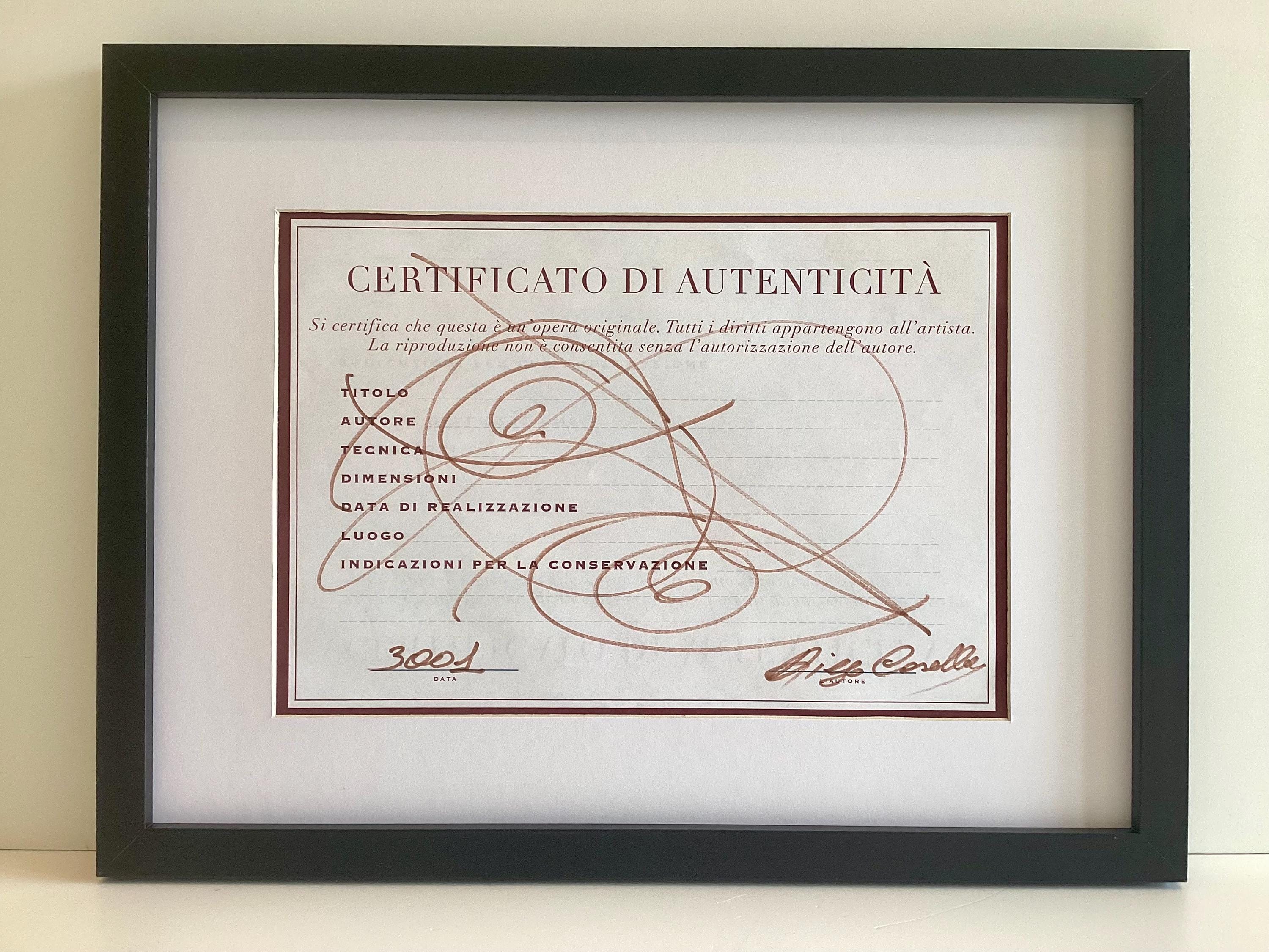 Conceptual Art | Diego Casella-Pc-1954 "Il Codice dell'Oltre" – Burnt Sienna Ink on Certificate Paper — photo 3 of 8