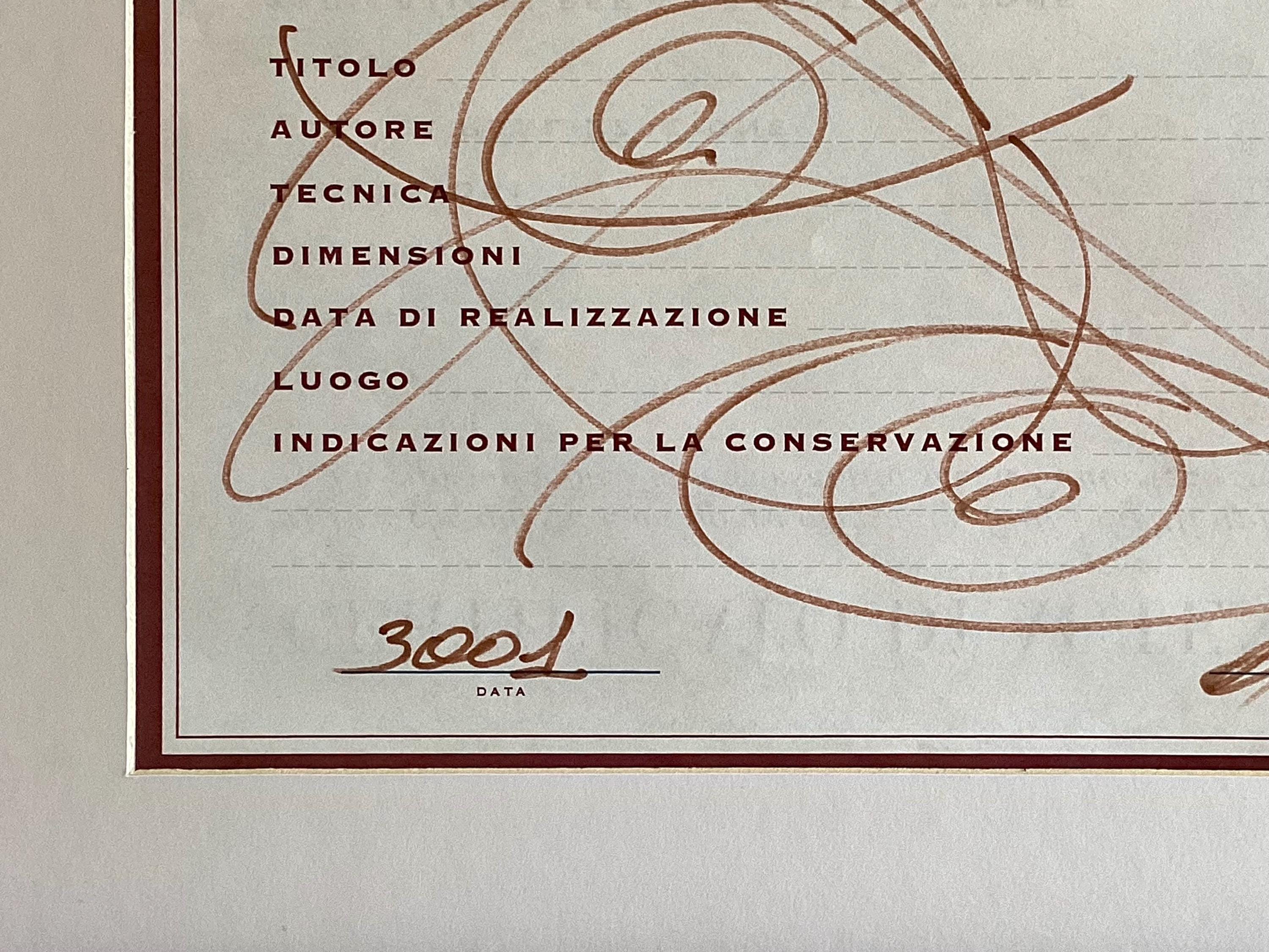 Conceptual Art | Diego Casella-Pc-1954 "Il Codice dell'Oltre" – Burnt Sienna Ink on Certificate Paper — photo 5 of 8