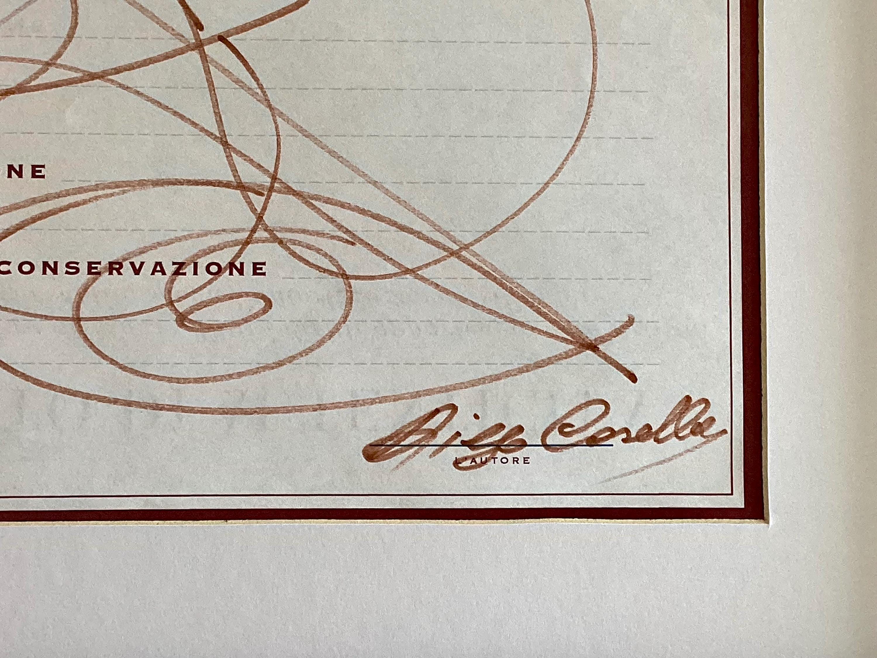 Conceptual Art | Diego Casella-Pc-1954 "Il Codice dell'Oltre" – Burnt Sienna Ink on Certificate Paper — photo 6 of 8