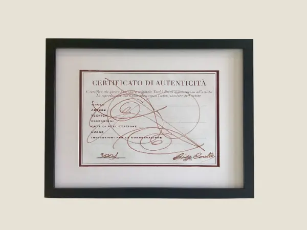 Conceptual Art | Diego Casella-Pc-1954 "Il Codice dell'Oltre" – Burnt Sienna Ink on Certificate Paper