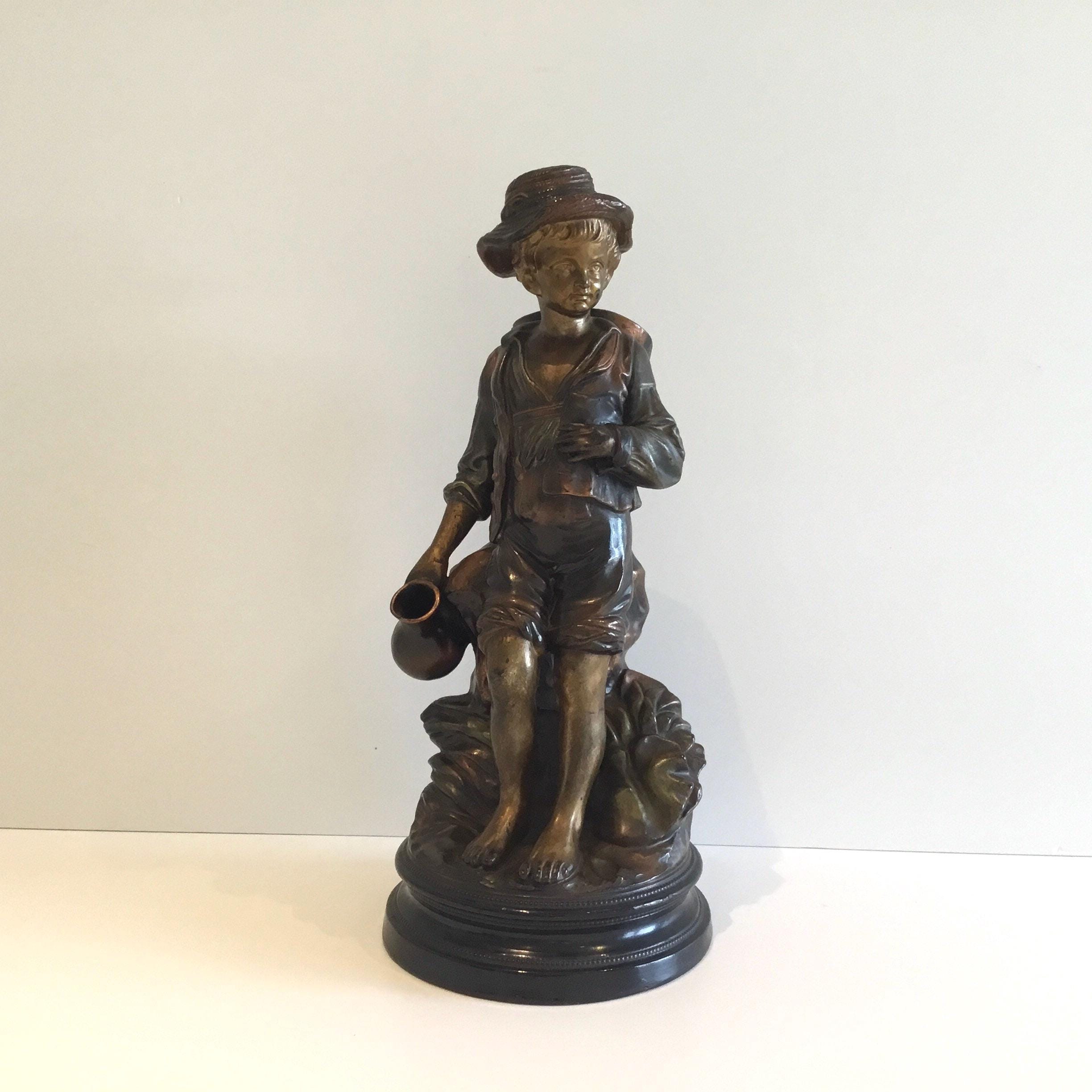 Antique Ceramic Statue | 19th Century Serreguemines France U&G Marked, Large Figurine — photo 2 of 11