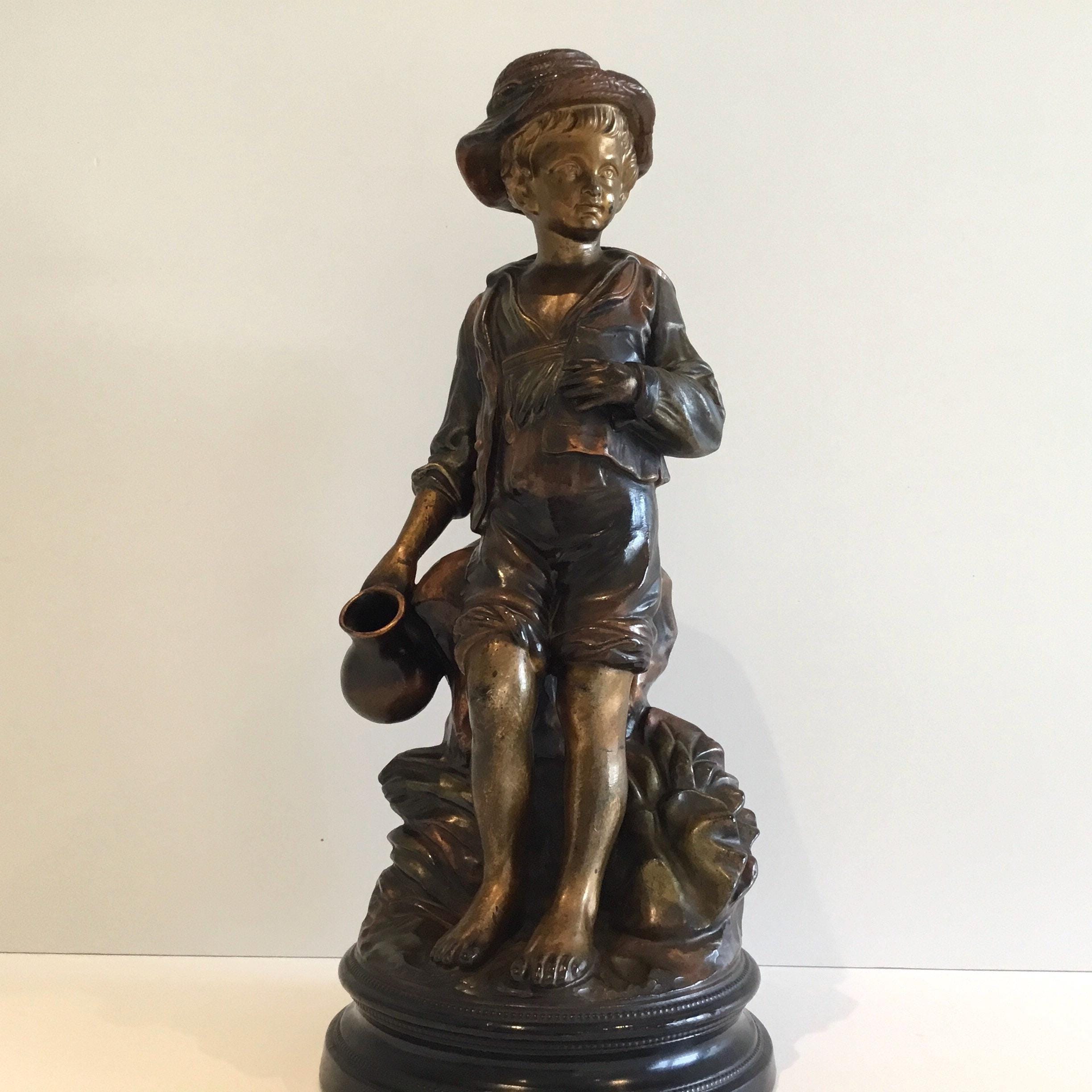 Antique Ceramic Statue | 19th Century Serreguemines France U&G Marked, Large Figurine — photo 3 of 11