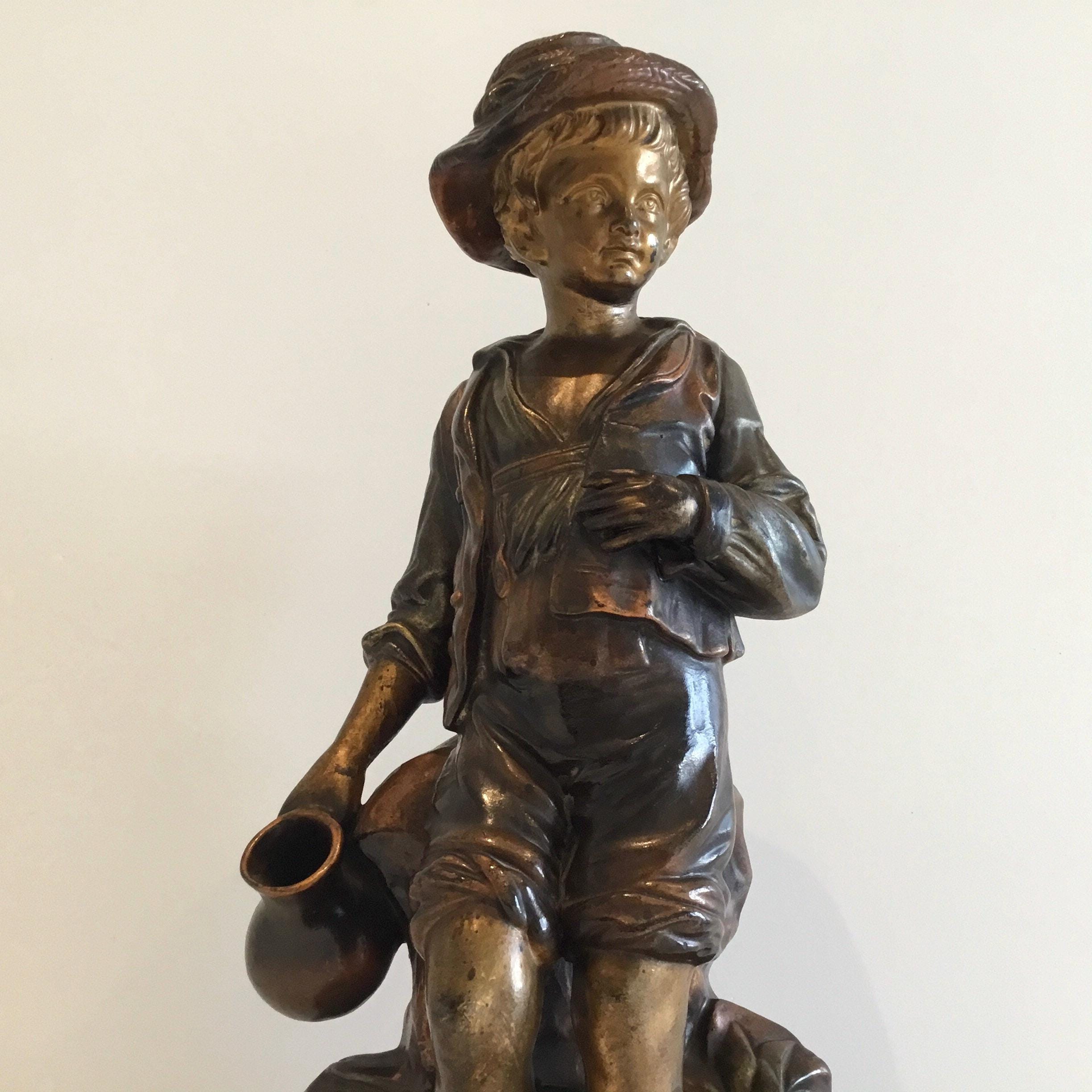 Antique Ceramic Statue | 19th Century Serreguemines France U&G Marked, Large Figurine — photo 4 of 11