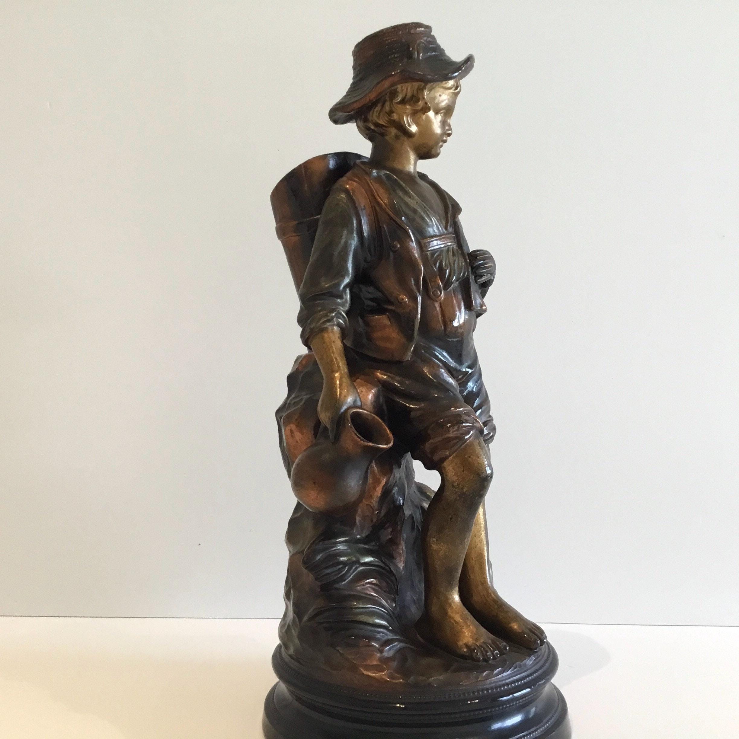 Antique Ceramic Statue | 19th Century Serreguemines France U&G Marked, Large Figurine — photo 5 of 11