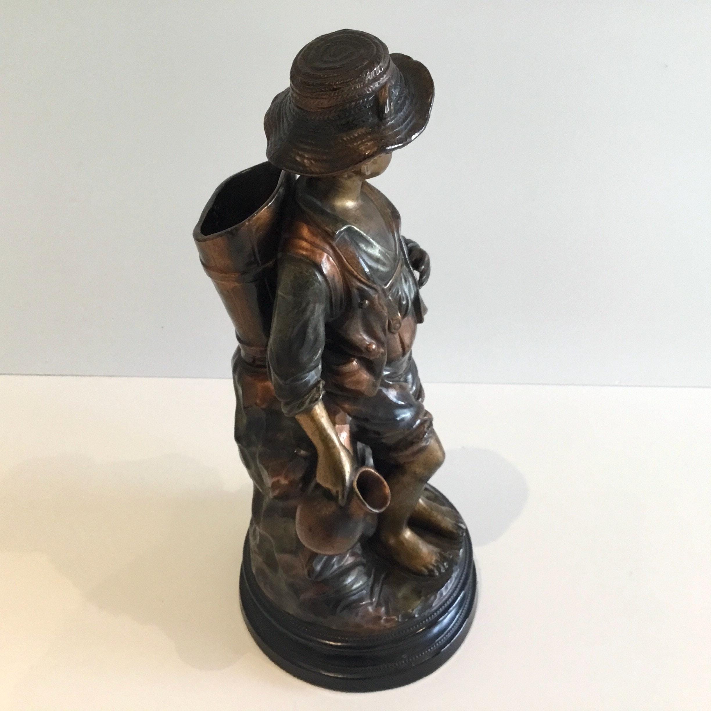 Antique Ceramic Statue | 19th Century Serreguemines France U&G Marked, Large Figurine — photo 6 of 11