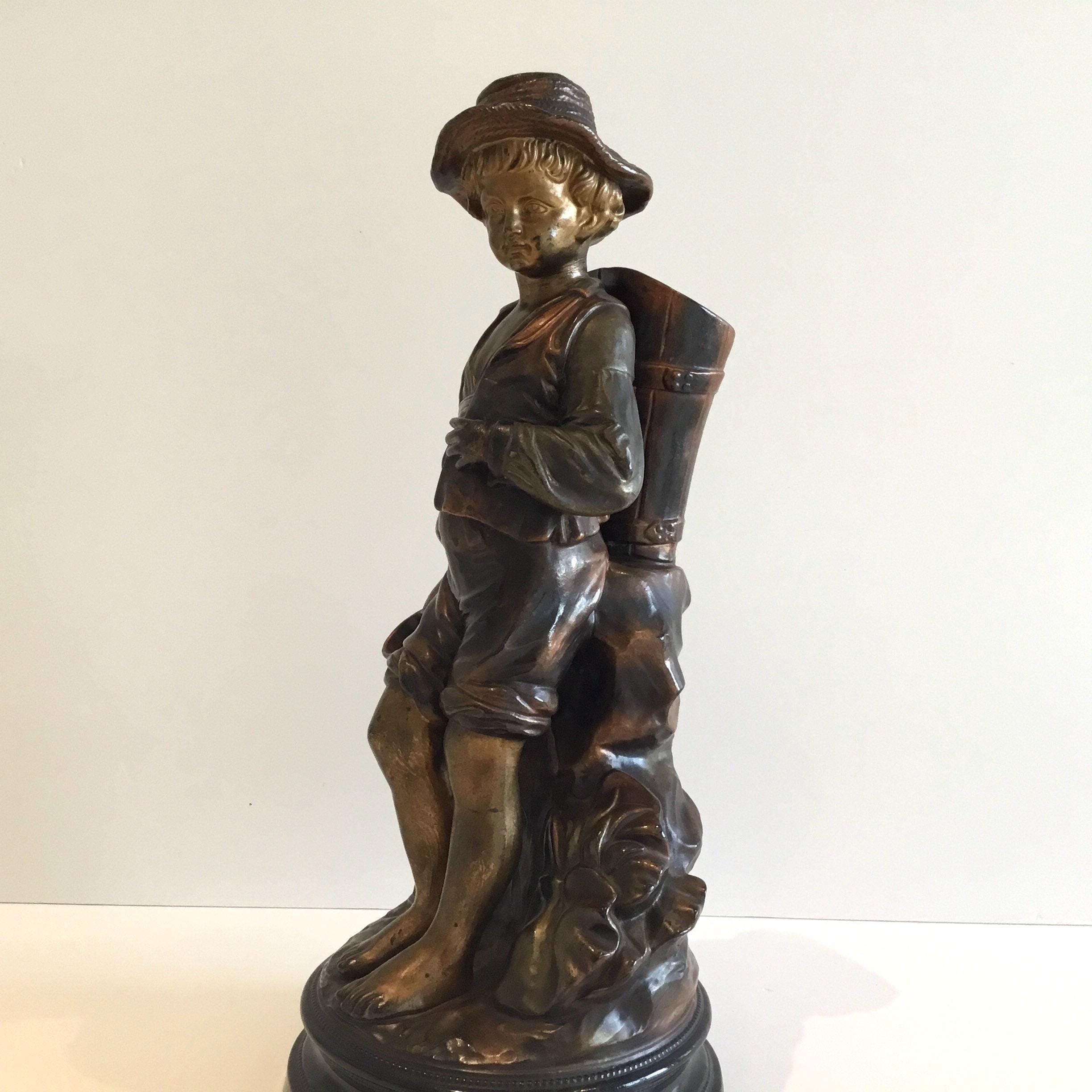 Antique Ceramic Statue | 19th Century Serreguemines France U&G Marked, Large Figurine — photo 7 of 11