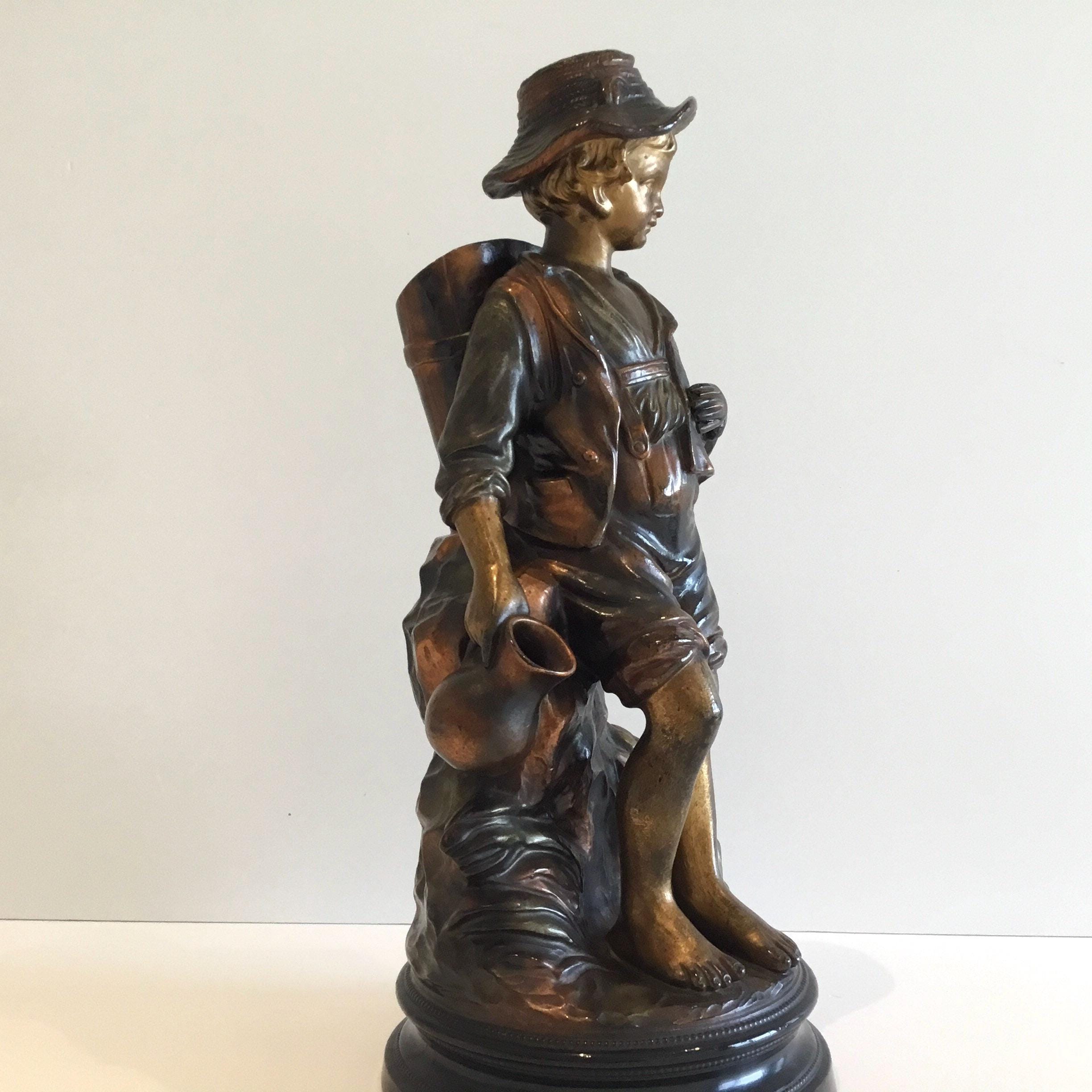 Antique Ceramic Statue | 19th Century Serreguemines France U&G Marked, Large Figurine — photo 8 of 11