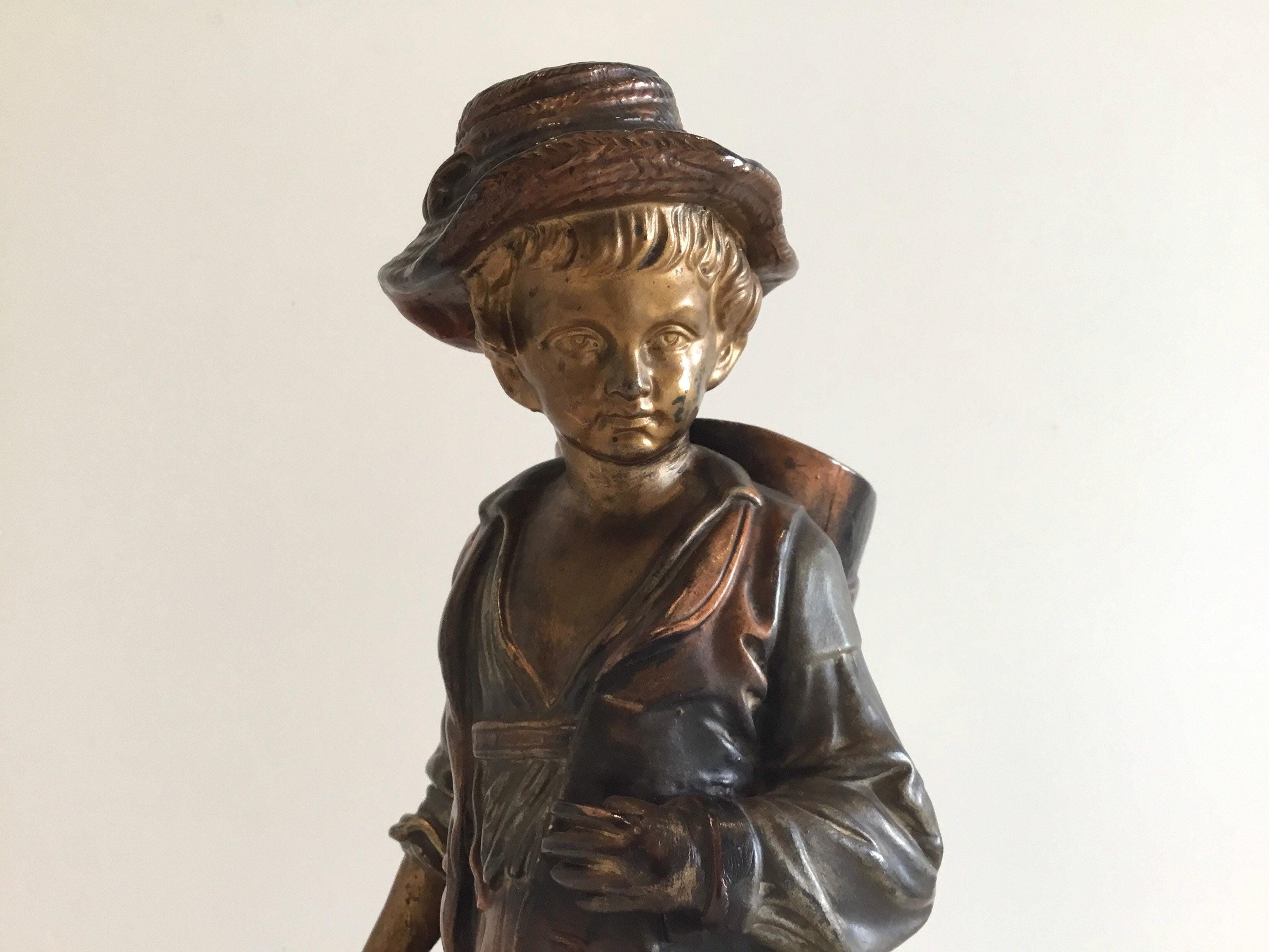 Antique Ceramic Statue | 19th Century Serreguemines France U&G Marked, Large Figurine — photo 9 of 11