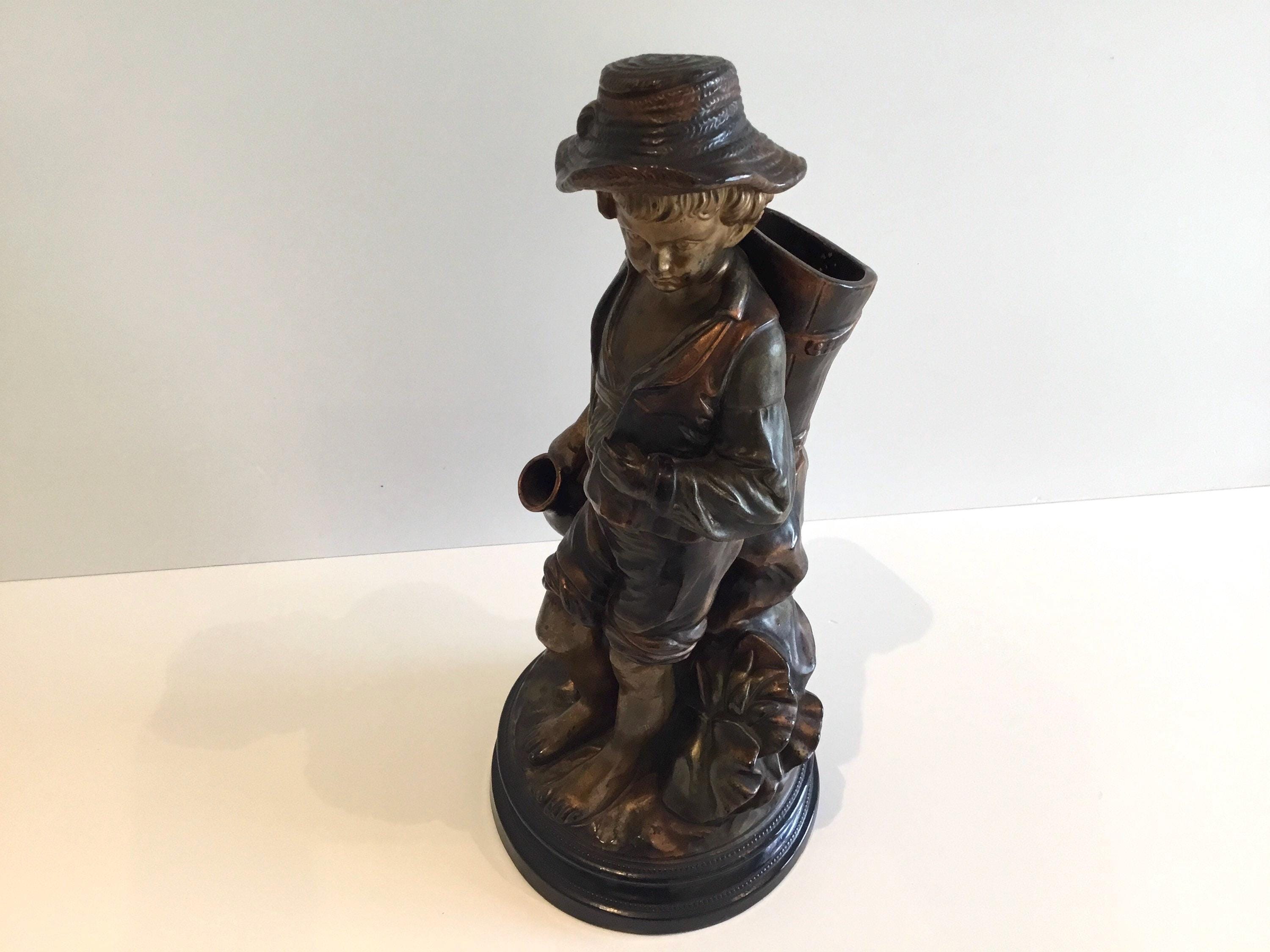 Antique Ceramic Statue | 19th Century Serreguemines France U&G Marked, Large Figurine — photo 10 of 11