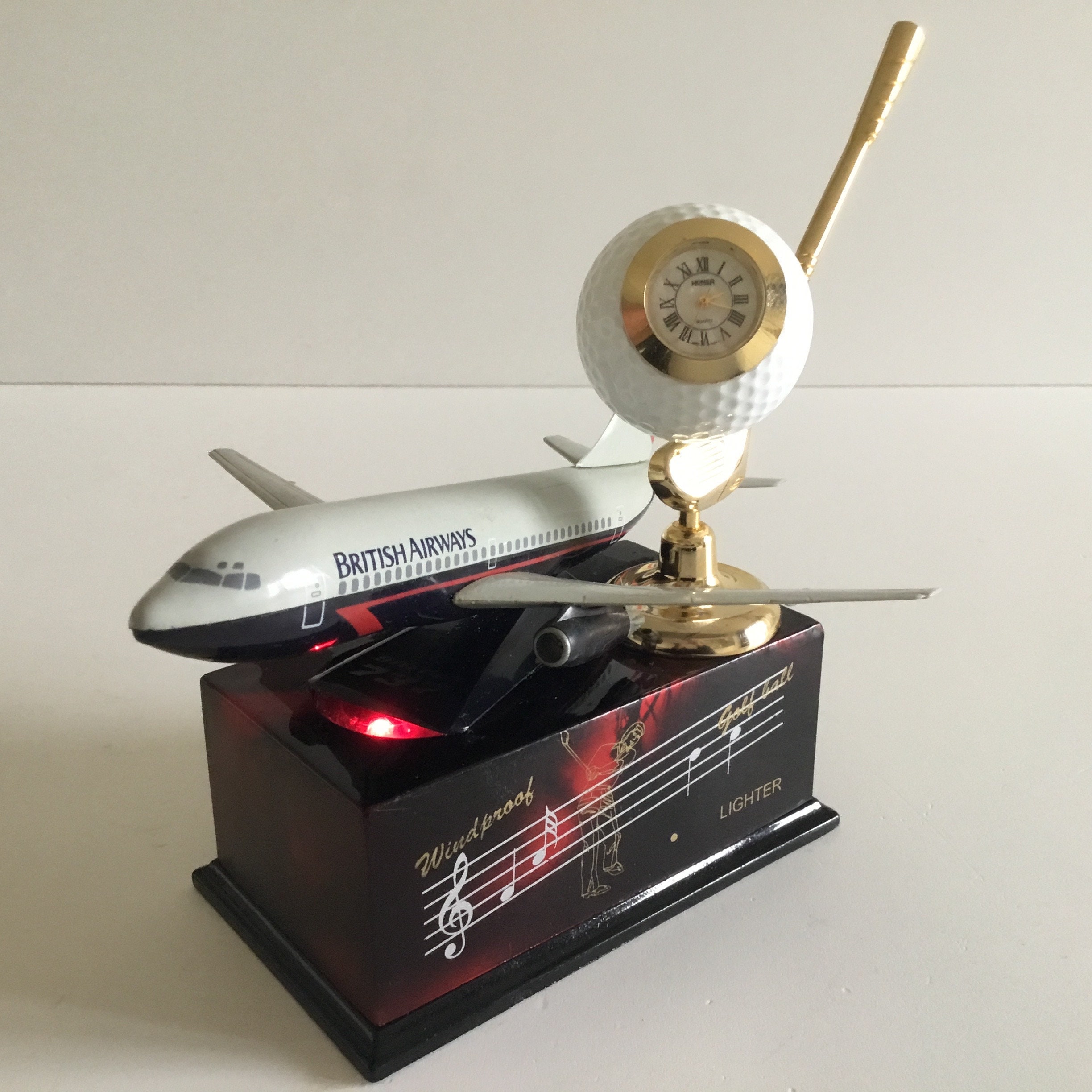 Vintage Decor Rare Clock Golf Club Music Box (1980s) Boeing 707/737 — photo 4 of 11