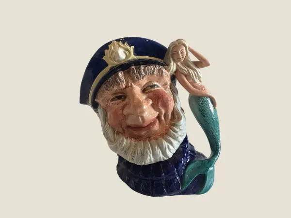 Vintage Royal Doulton Character Jug – “Old Salt” with Mermaid Handle – Made in England