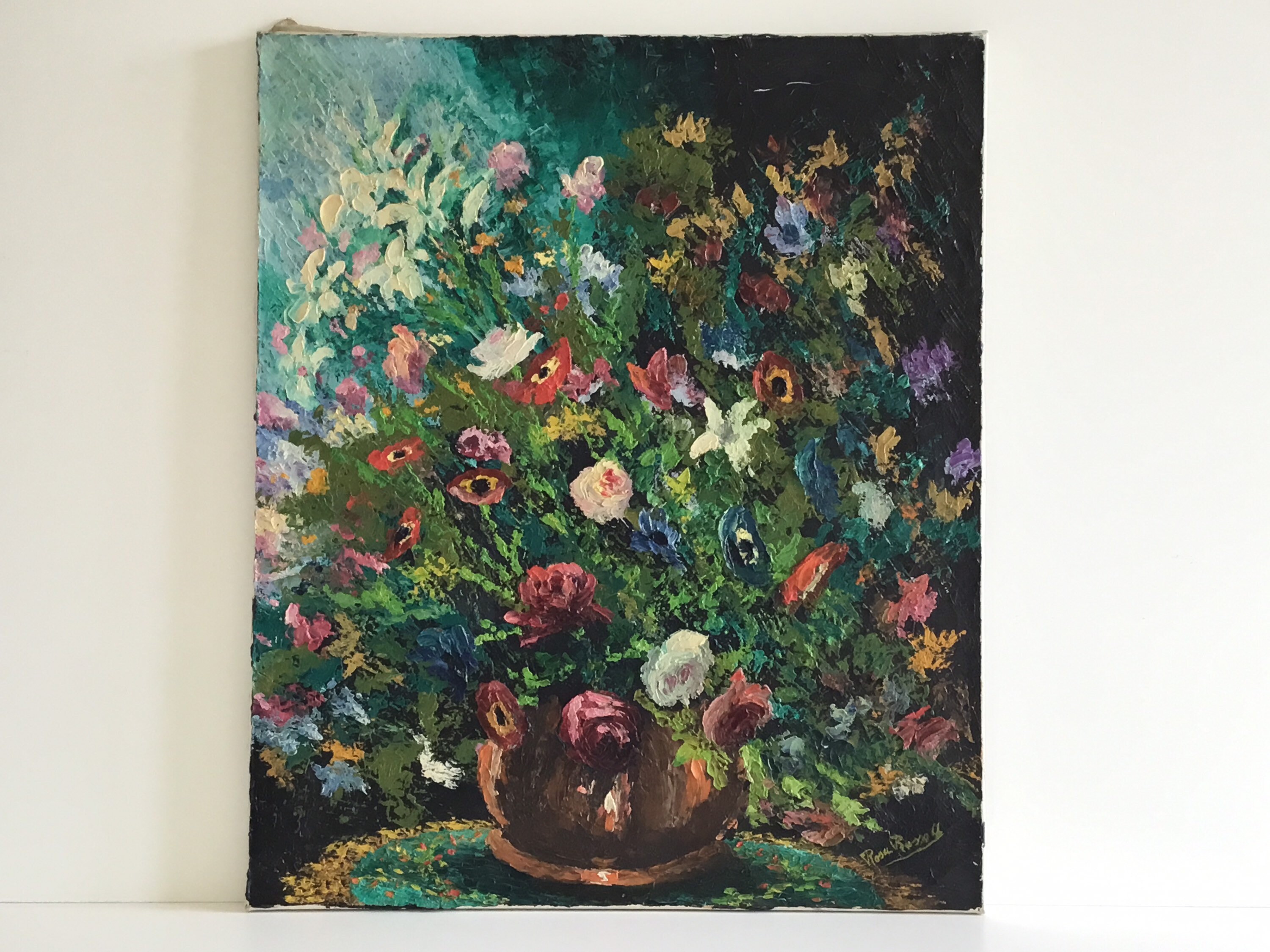 Oil Painting Floral Composition – Vintage French-Italian Art (1950s) — photo 4 of 11