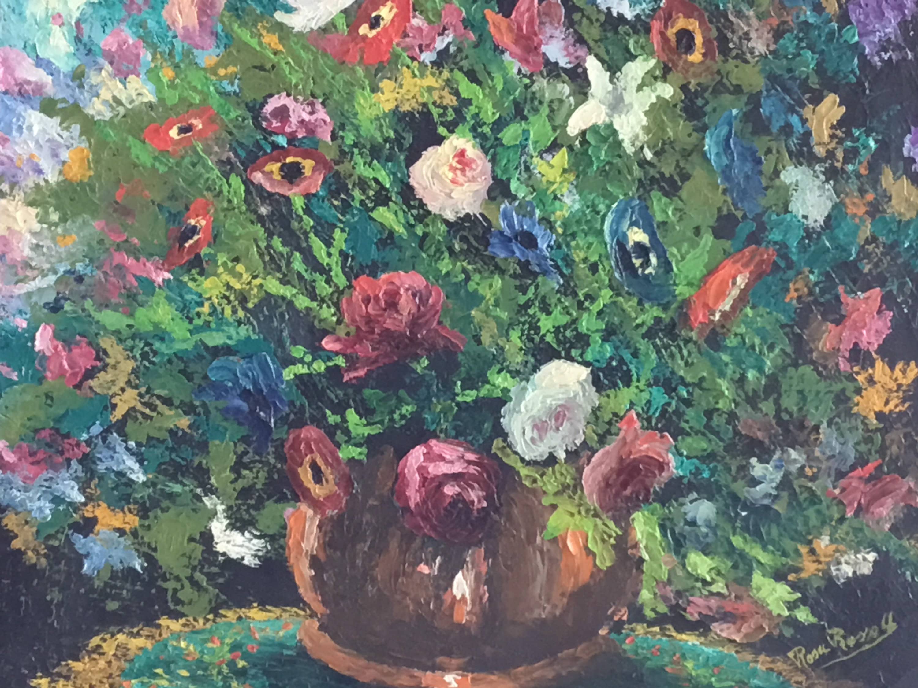 Oil Painting Floral Composition – Vintage French-Italian Art (1950s) — photo 6 of 11