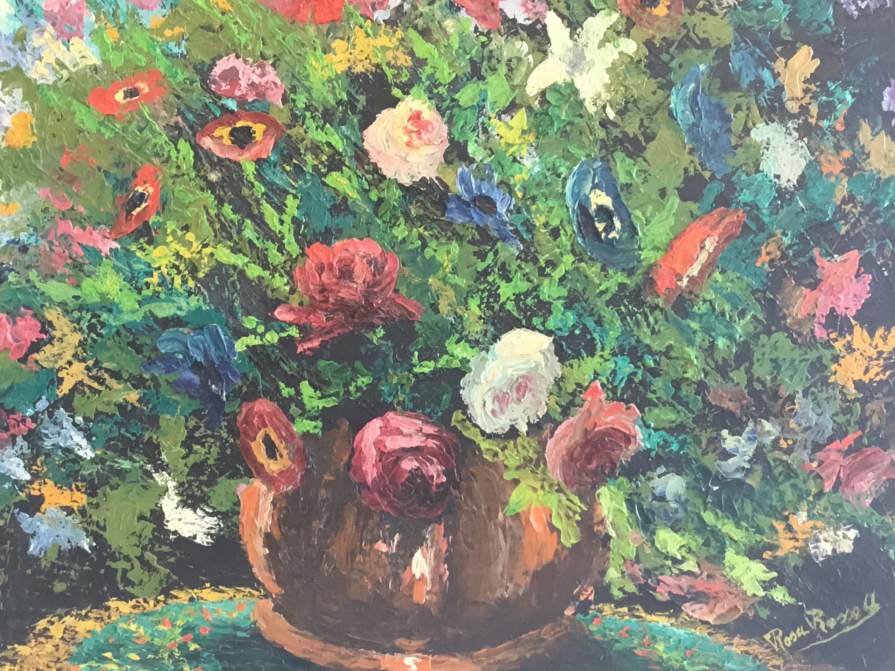 Oil Painting Floral Composition – Vintage French-Italian Art (1950s) — photo 8 of 11