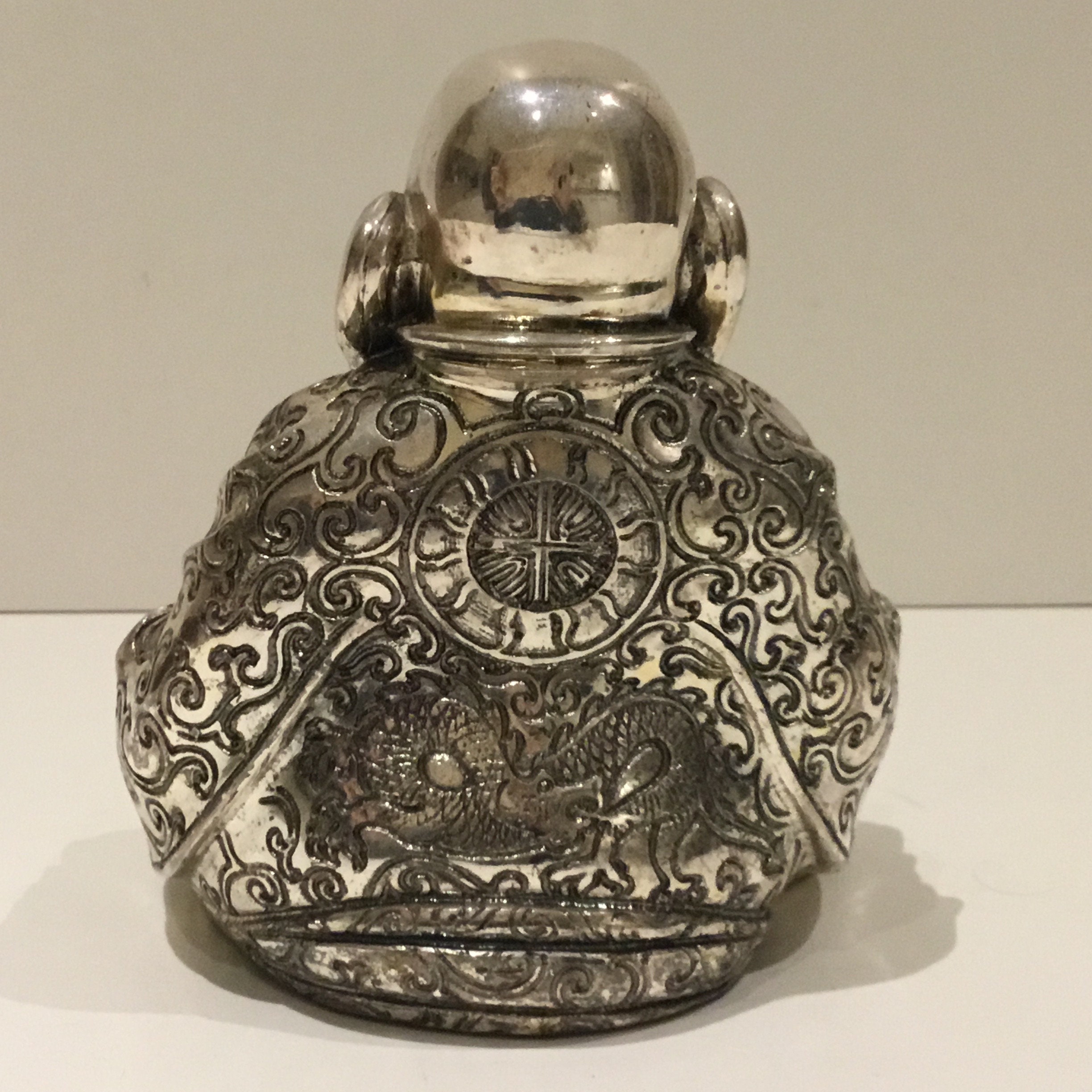 Vintage Sculpture | 1960s Italian Silver Buddha, Ranieri Silversmith Resin Art — photo 5 of 8