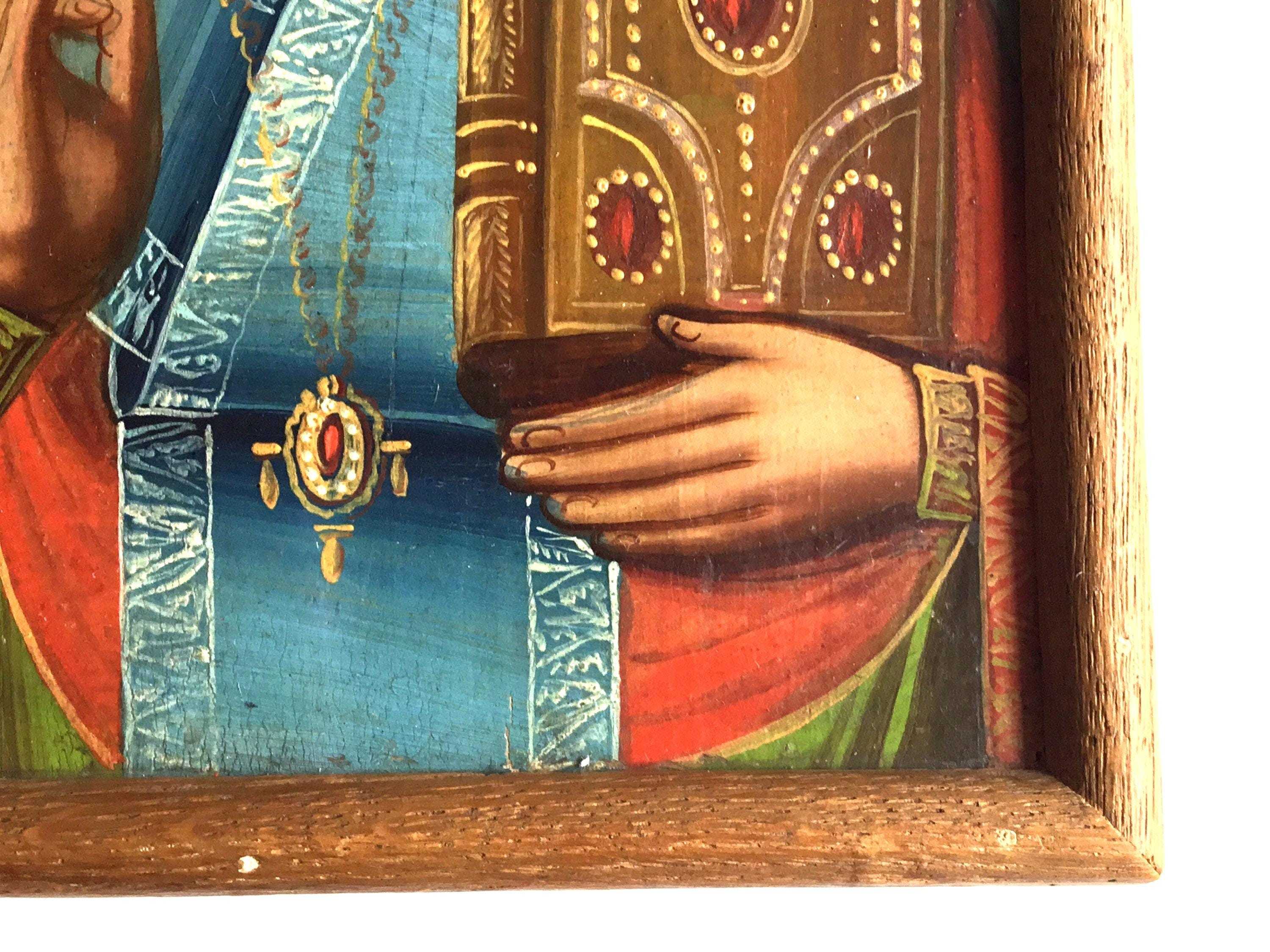 Antique Orthodox Icon – Saint Nicholas (1800s) – Hand Painted on Wood — photo 6 of 8