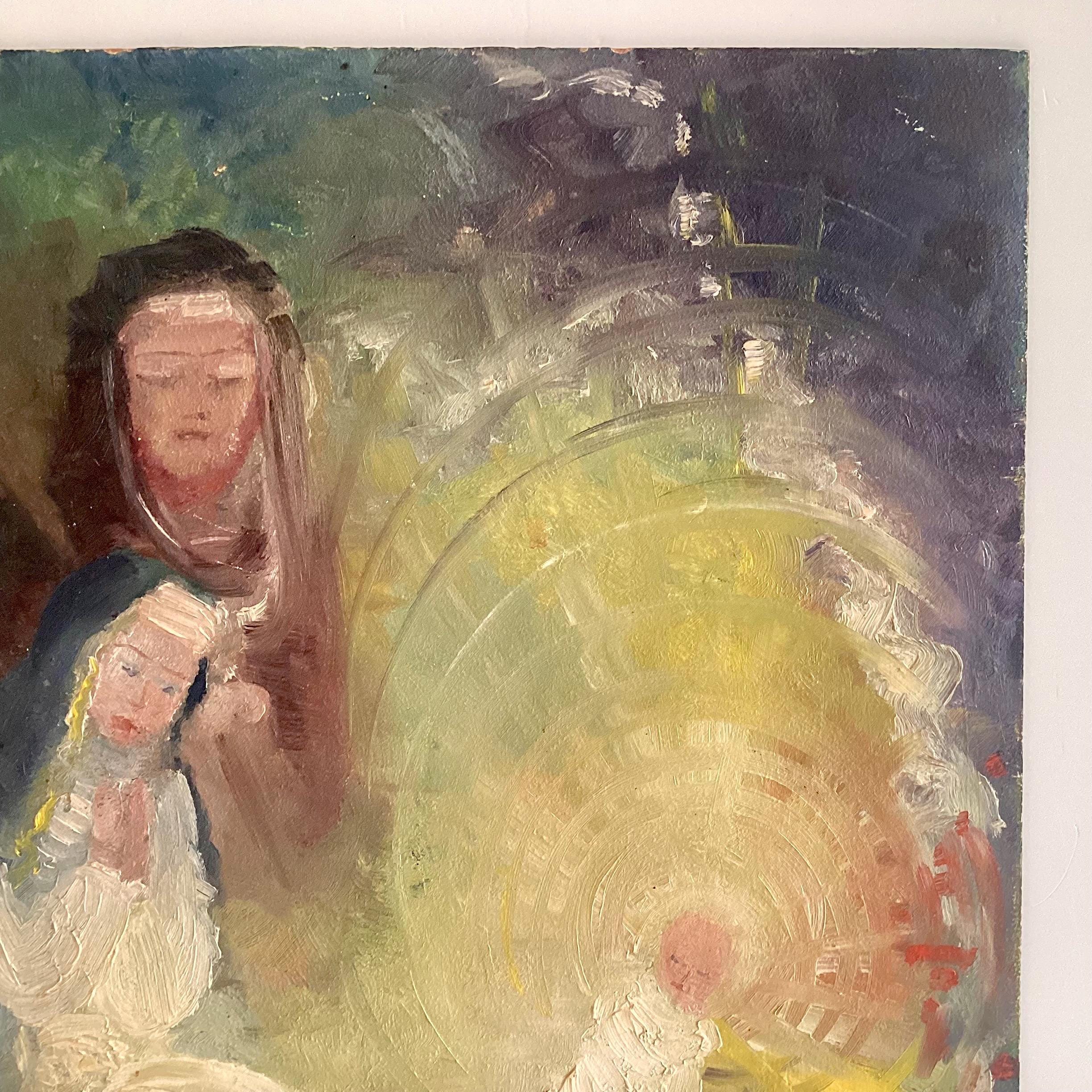 Vintage Religious Painting 1950s Madonna and Child with Mary Magdalene, Coptic Ethiopian Style — photo 6 of 11
