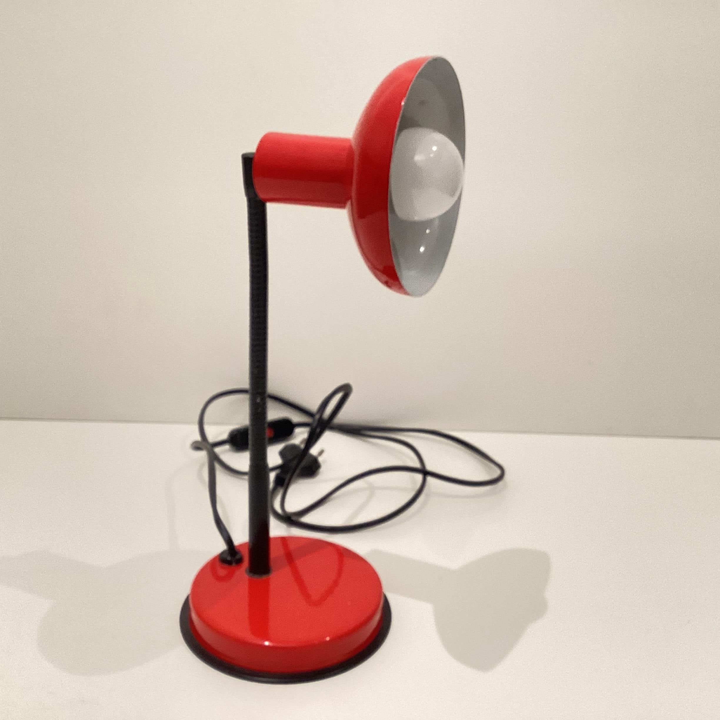 Vintage Desk Lamp | Veneta Lumi Italy 1970s, Flexible Tube Painted Aluminum Design — photo 2 of 8