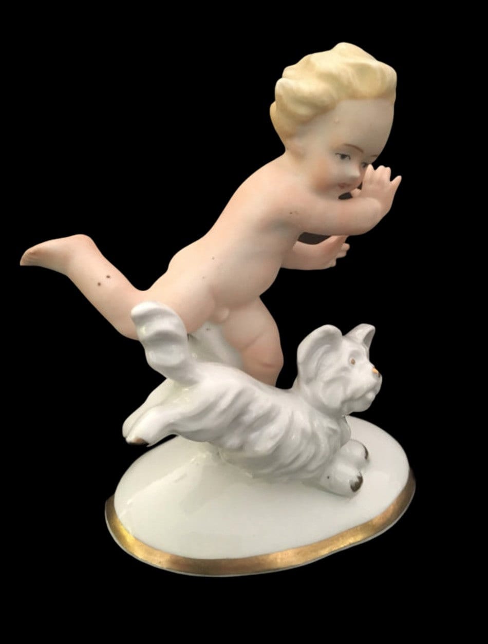 Vintage Porcelain Figurine | Carl Scheidig Grafenthal 1930s German Children with Dog — photo 3 of 5