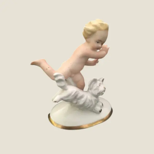 Vintage Porcelain Figurine | Carl Scheidig Grafenthal 1930s German Children with Dog