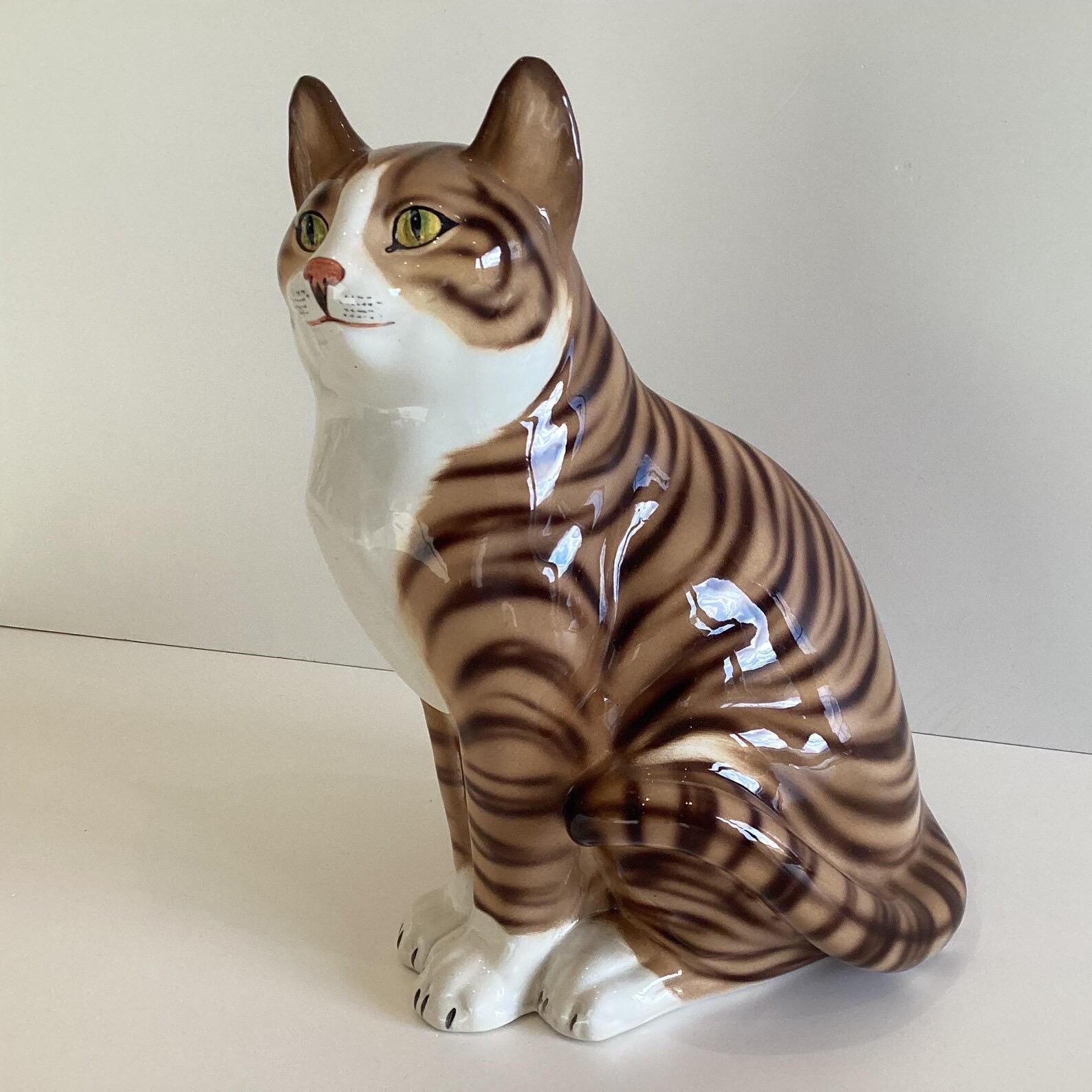 Vintage Porcelain Cat [1970s] Ronzan Italy, Lenci Style Figurine, Hand Painted Collector Numbered — photo 3 of 9