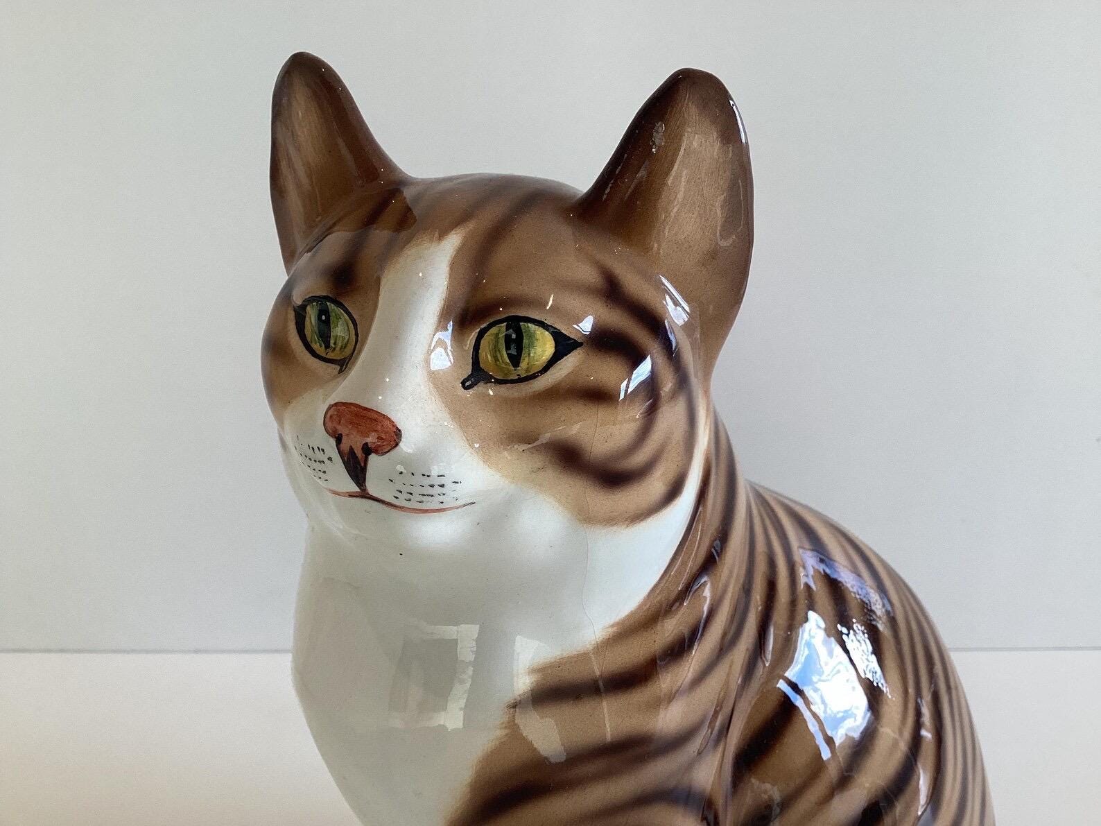 Vintage Porcelain Cat [1970s] Ronzan Italy, Lenci Style Figurine, Hand Painted Collector Numbered — photo 4 of 9