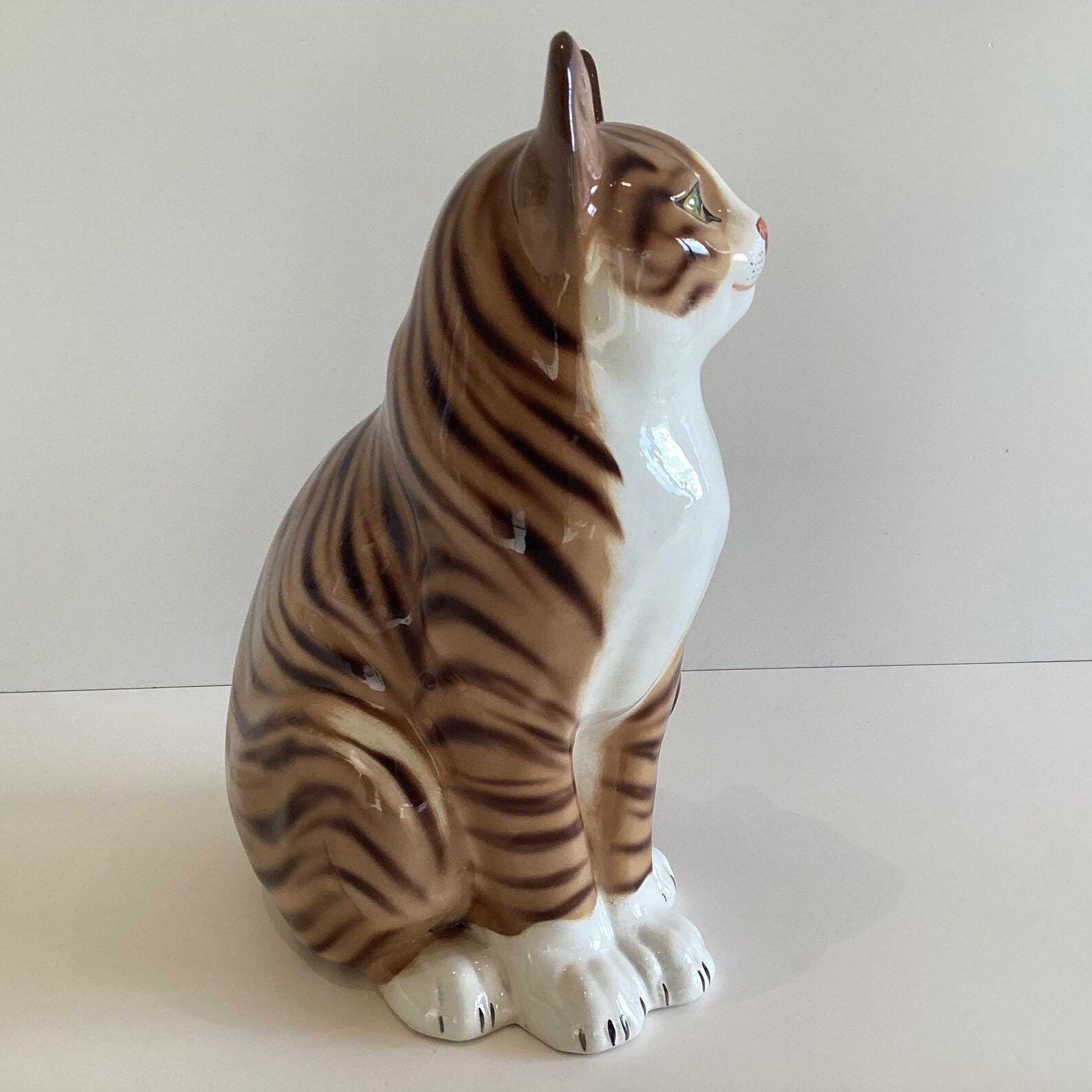 Vintage Porcelain Cat [1970s] Ronzan Italy, Lenci Style Figurine, Hand Painted Collector Numbered — photo 6 of 9