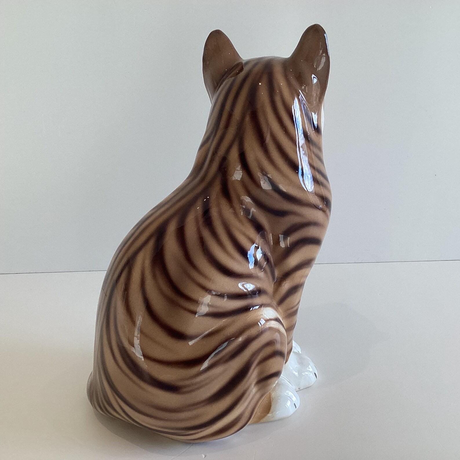 Vintage Porcelain Cat [1970s] Ronzan Italy, Lenci Style Figurine, Hand Painted Collector Numbered — photo 7 of 9