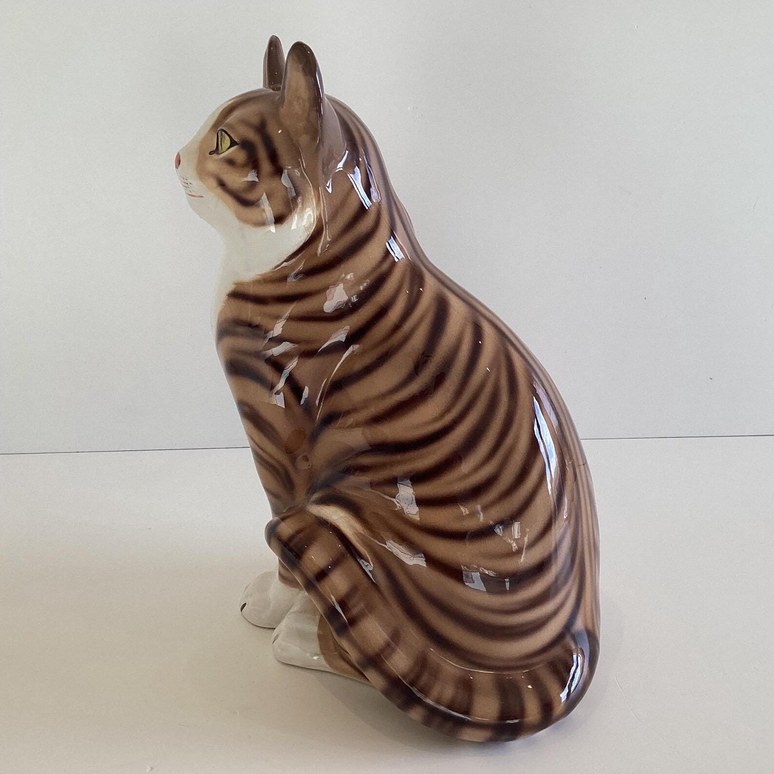 Vintage Porcelain Cat [1970s] Ronzan Italy, Lenci Style Figurine, Hand Painted Collector Numbered — photo 8 of 9