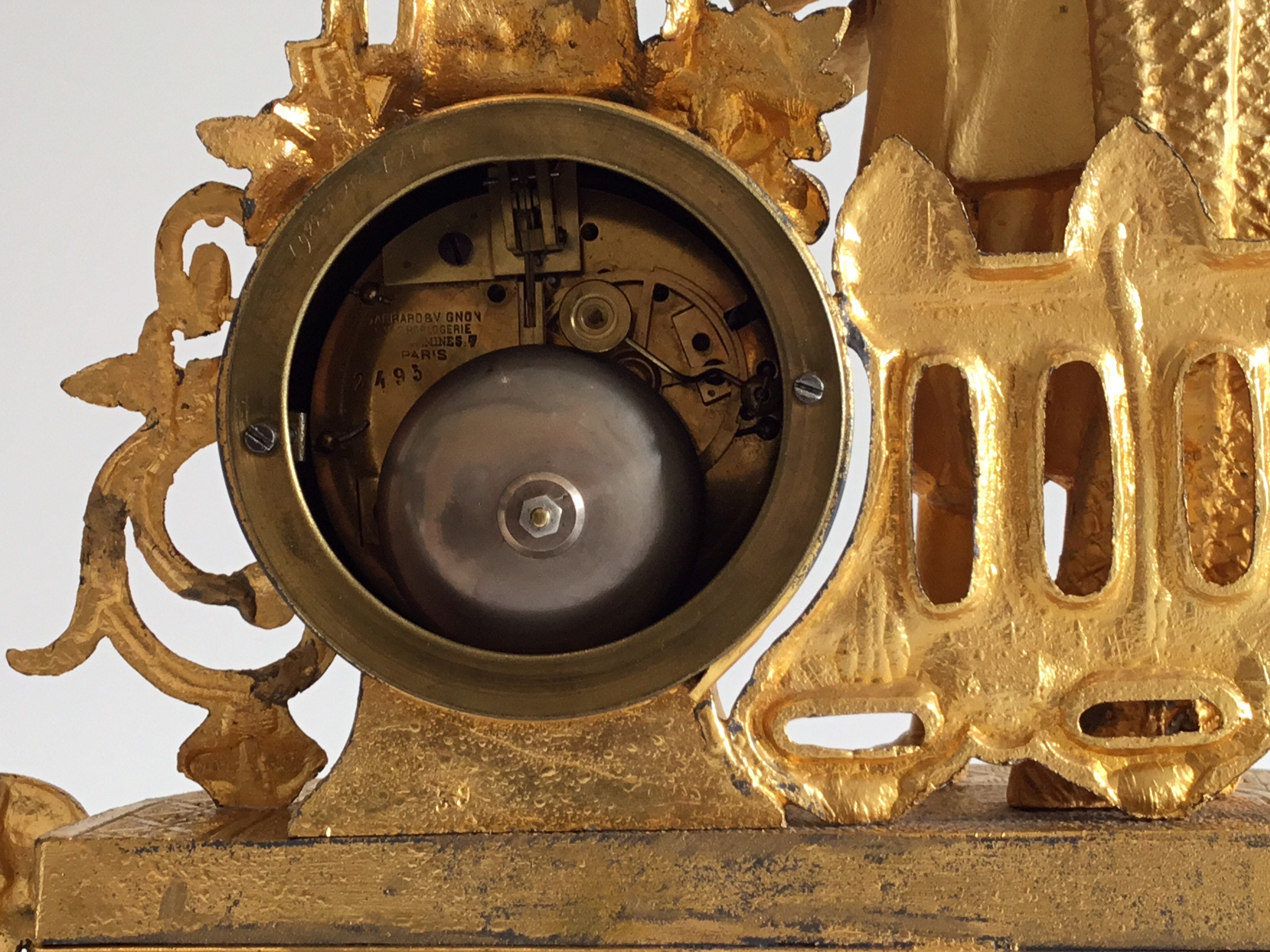 Antique Clock | French Gilded Pendulum by Barrard & Vignon, Samuel Marti Movement — photo 8 of 11