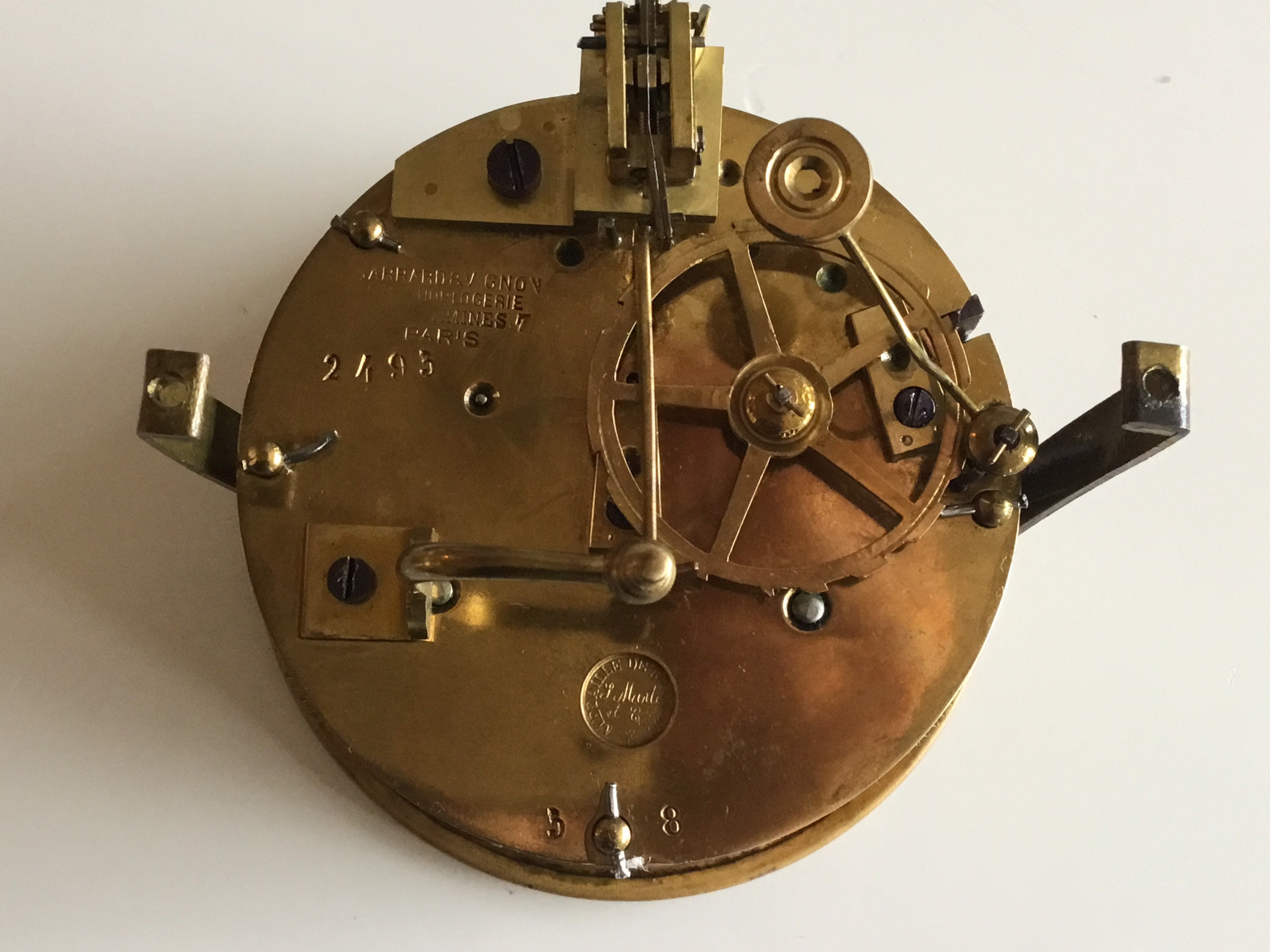 Antique Clock | French Gilded Pendulum by Barrard & Vignon, Samuel Marti Movement — photo 10 of 11