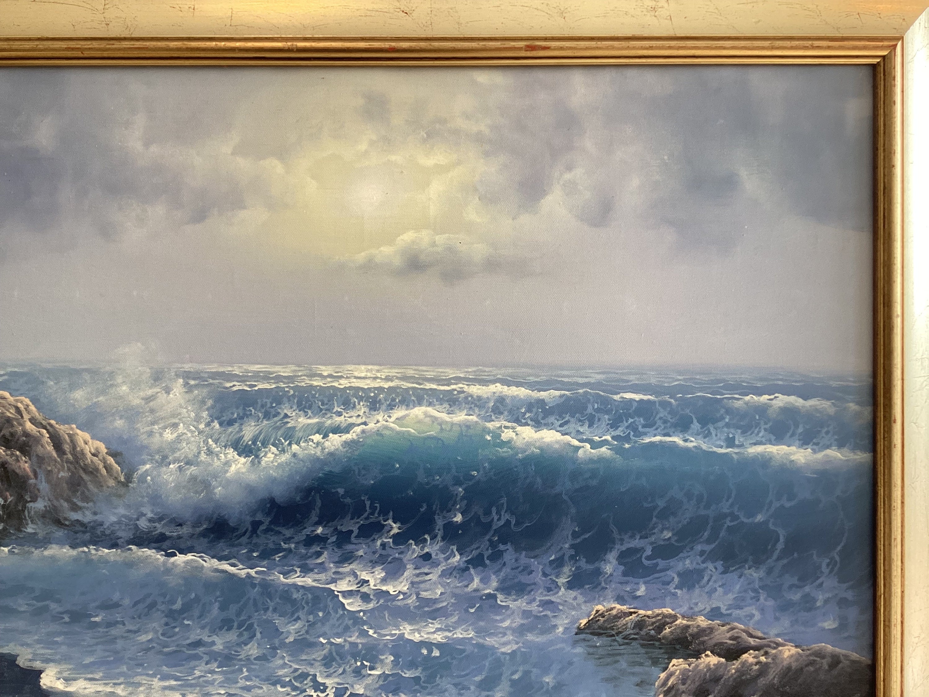 Vintage Seascape Painting | A. Tucker Signed Oil on Canvas, 1960s Marine Art — photo 5 of 9