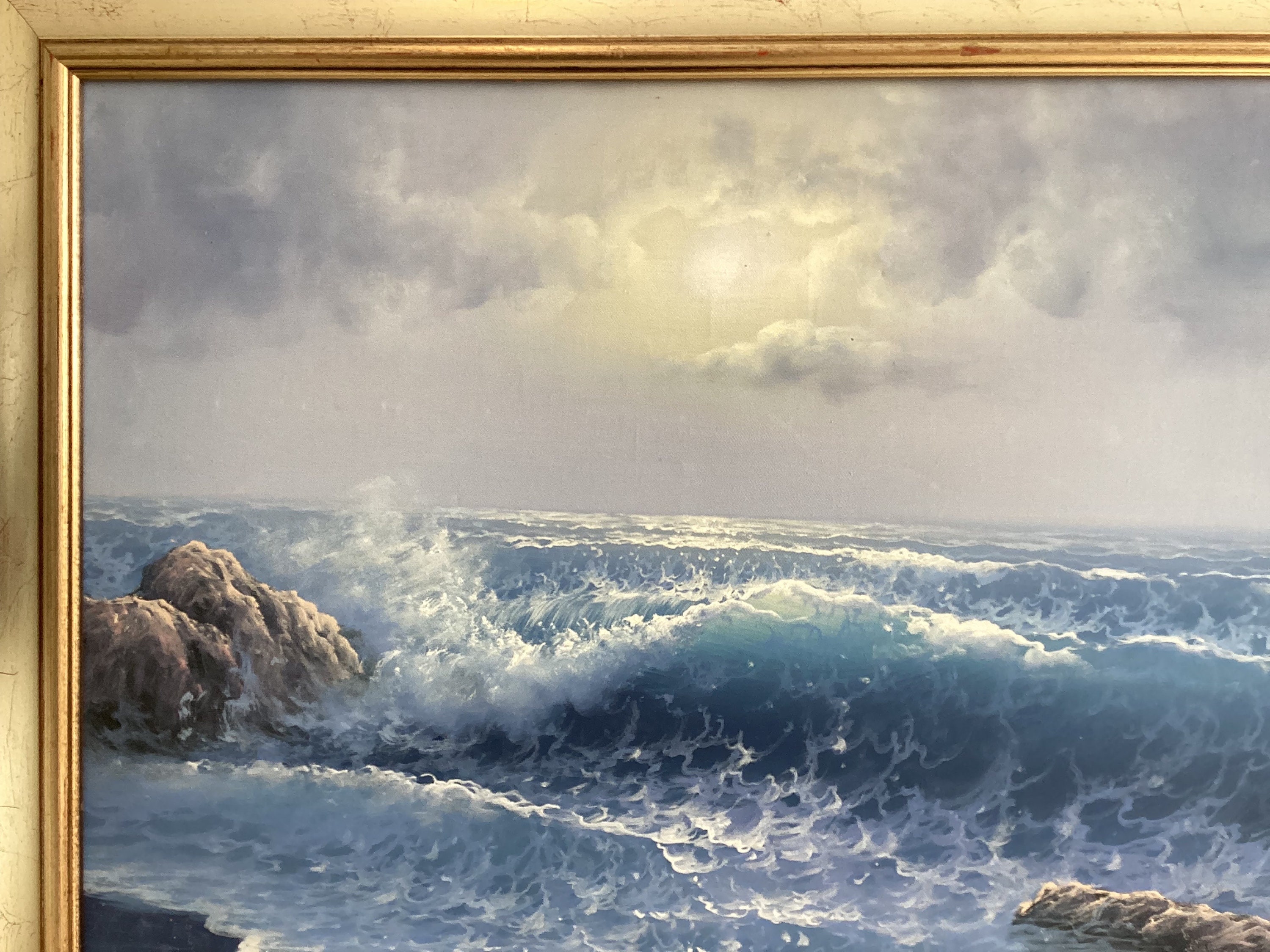 Vintage Seascape Painting | A. Tucker Signed Oil on Canvas, 1960s Marine Art — photo 6 of 9