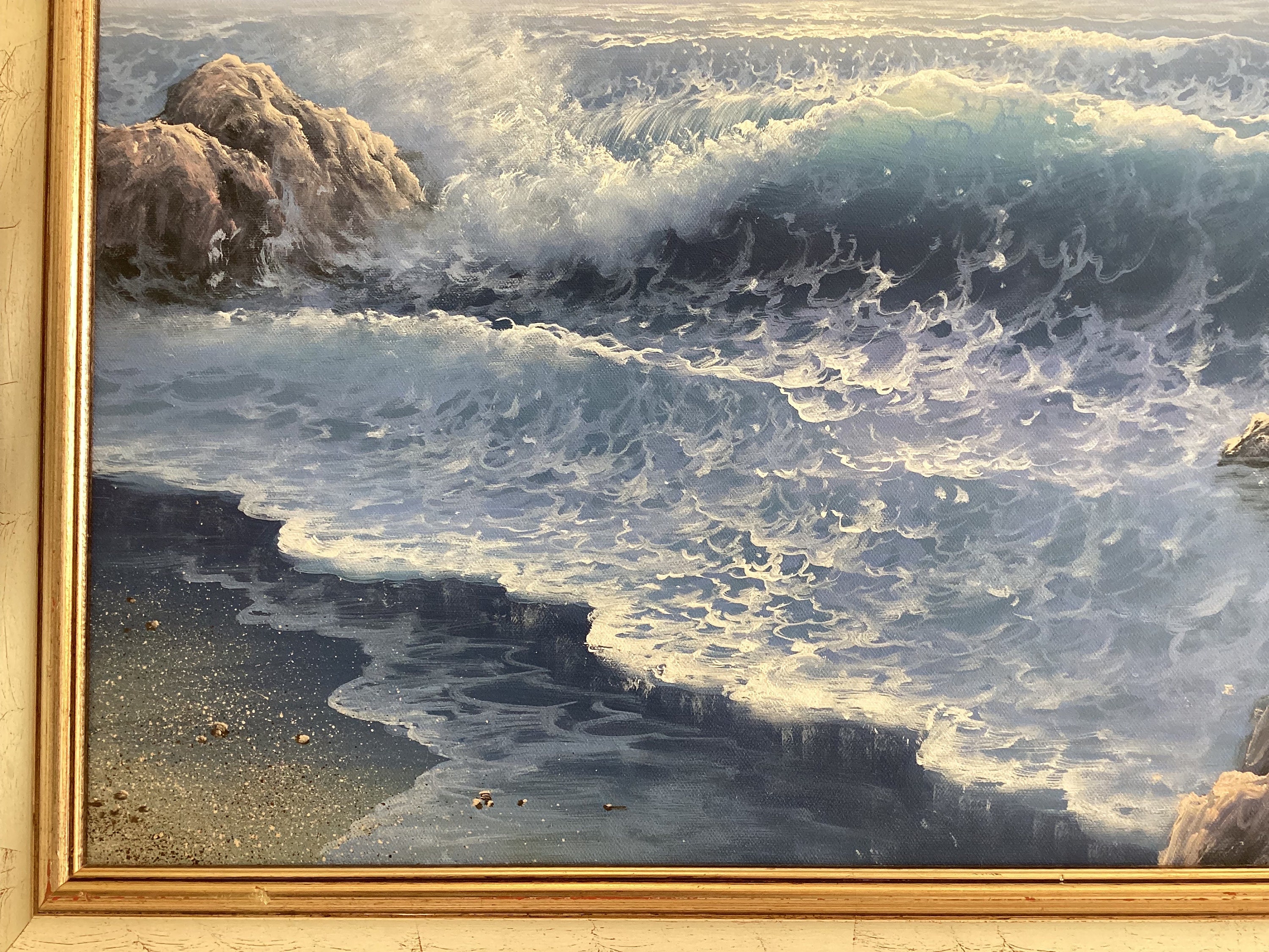 Vintage Seascape Painting | A. Tucker Signed Oil on Canvas, 1960s Marine Art — photo 7 of 9