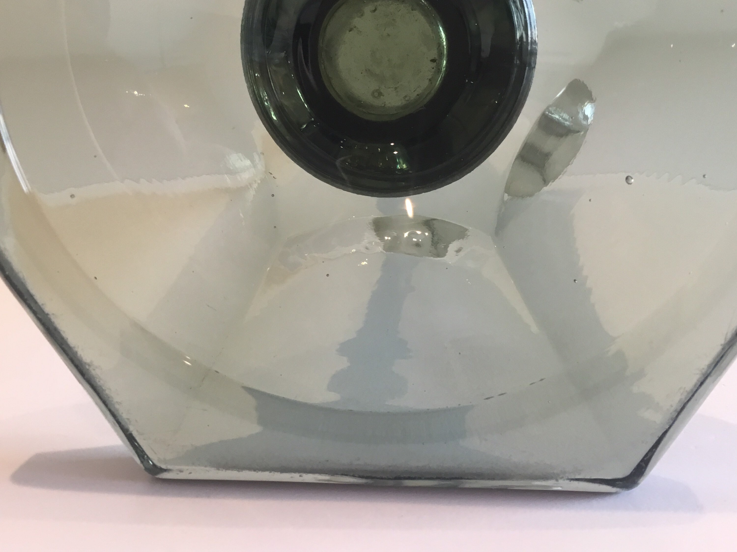 Vintage Art Deco Vase | Val Saint Lambert 1930s Belgium, Grey Green Signed Crystal — photo 6 of 6