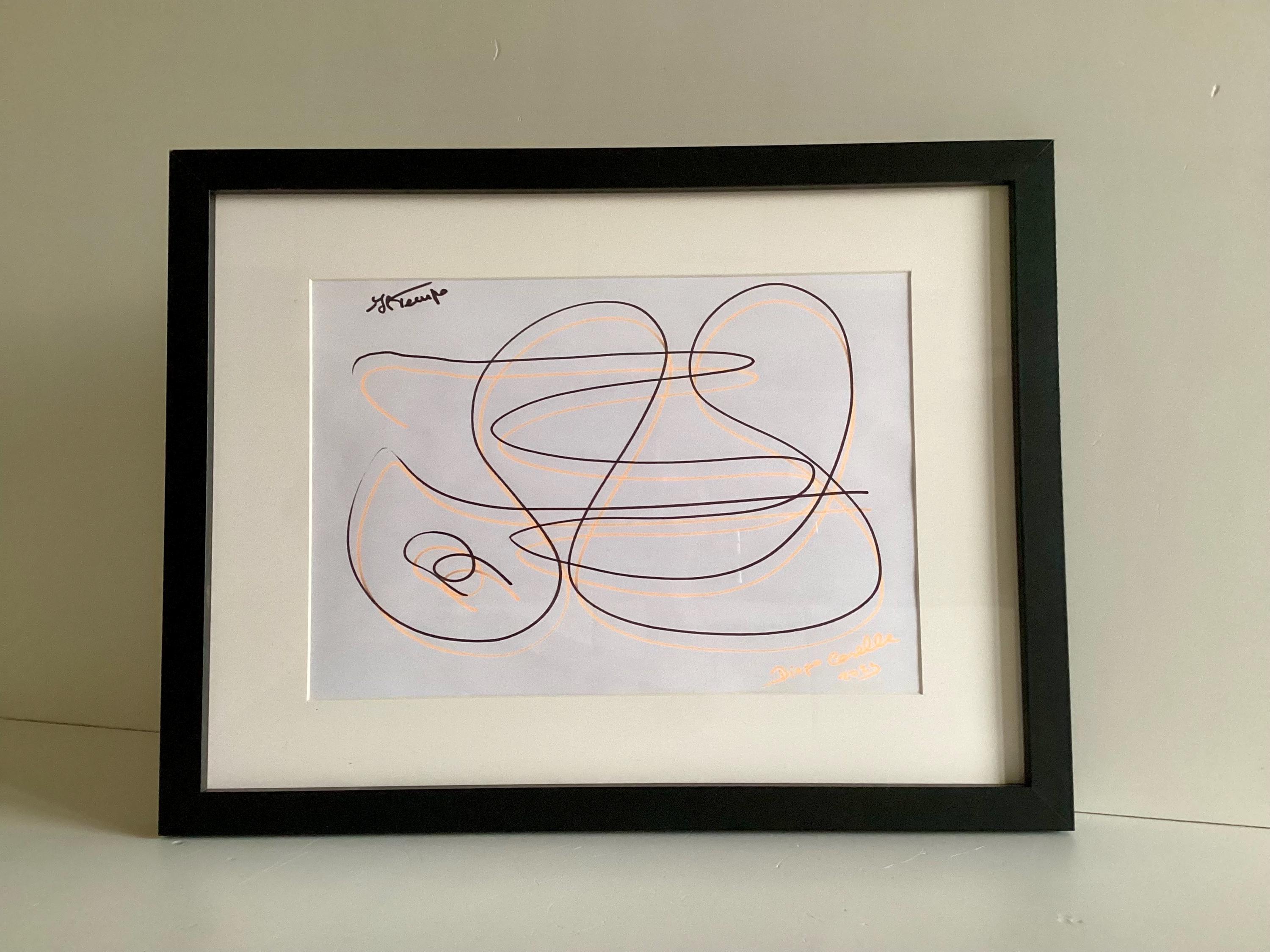 Abstract Drawing | Diego Casella-Pc-1954 "Il Tempo" Minimal Ink Art, Contemporary Design — photo 2 of 11