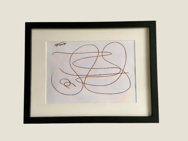 Abstract Drawing | Diego Casella-Pc-1954 "Il Tempo" Minimal Ink Art, Contemporary Design