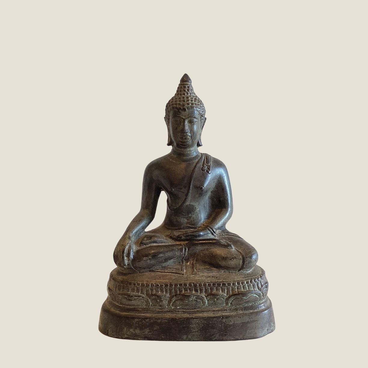 Antique Bronze Buddha | Late 1800s Thai Meditation Statue, Original Patina Buddhist Art