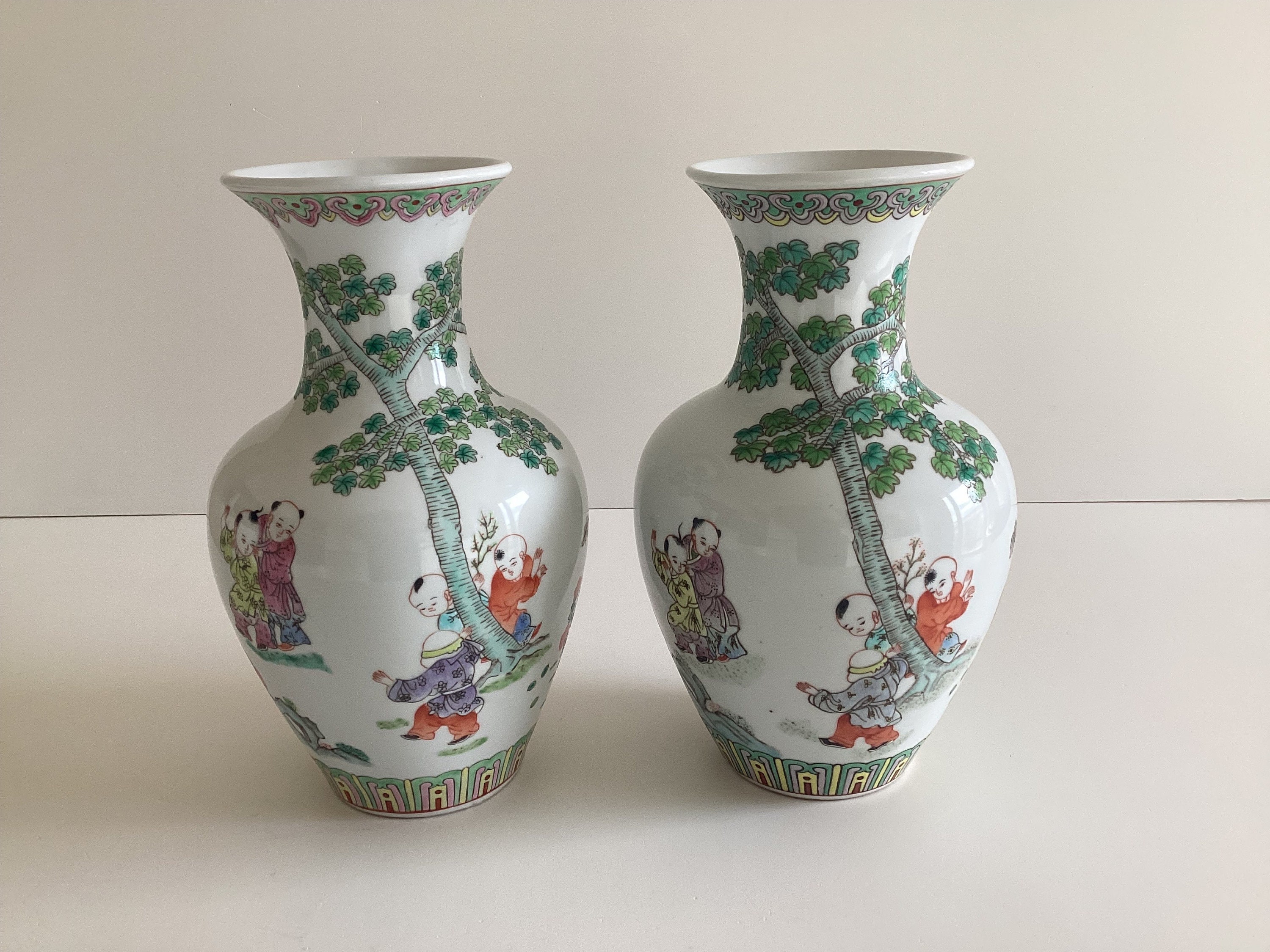Vintage Chinese Vases – Pair Hand-Painted Porcelain (1970s Maoist Period) — photo 2 of 11