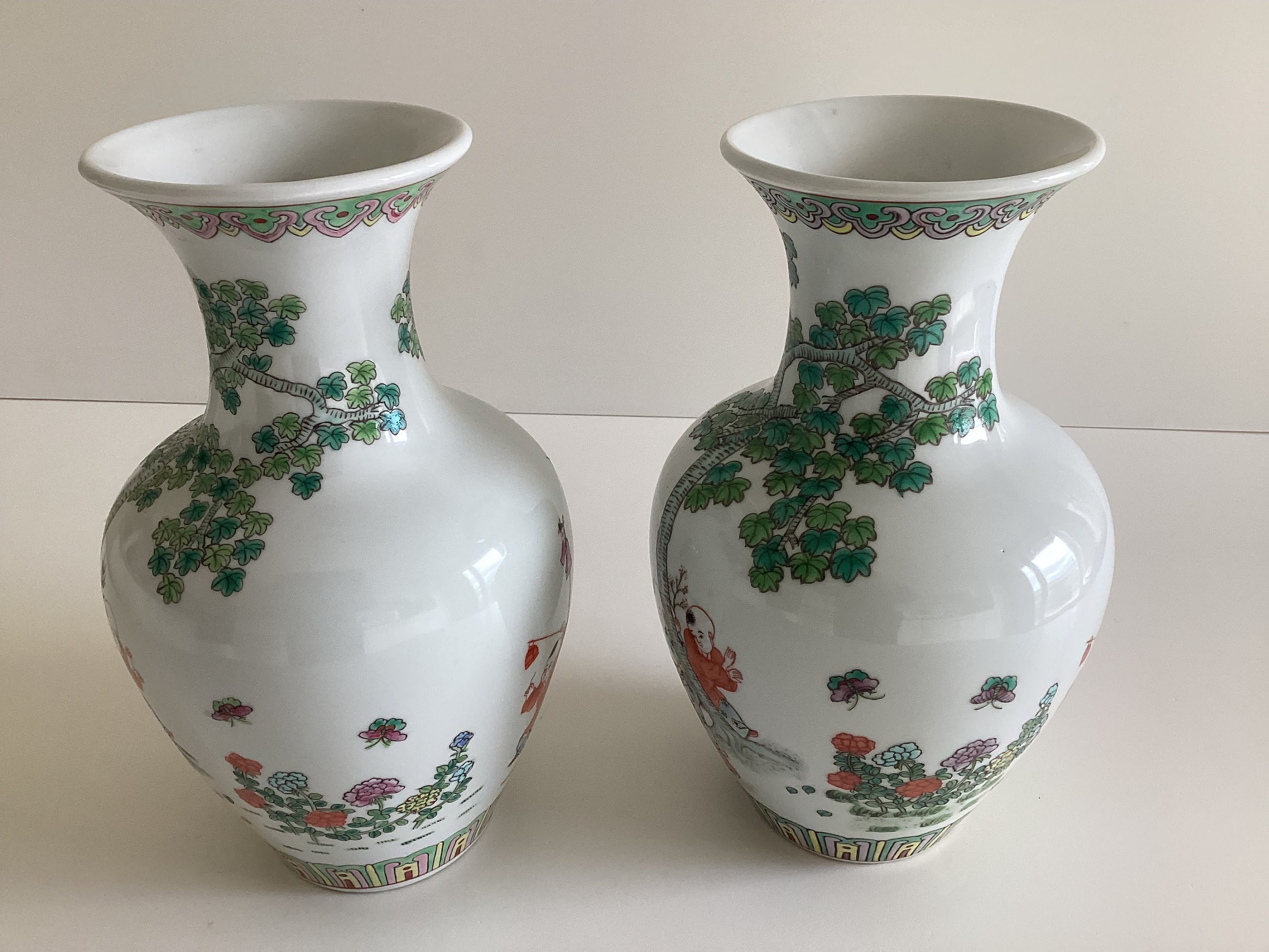 Vintage Chinese Vases – Pair Hand-Painted Porcelain (1970s Maoist Period) — photo 4 of 11