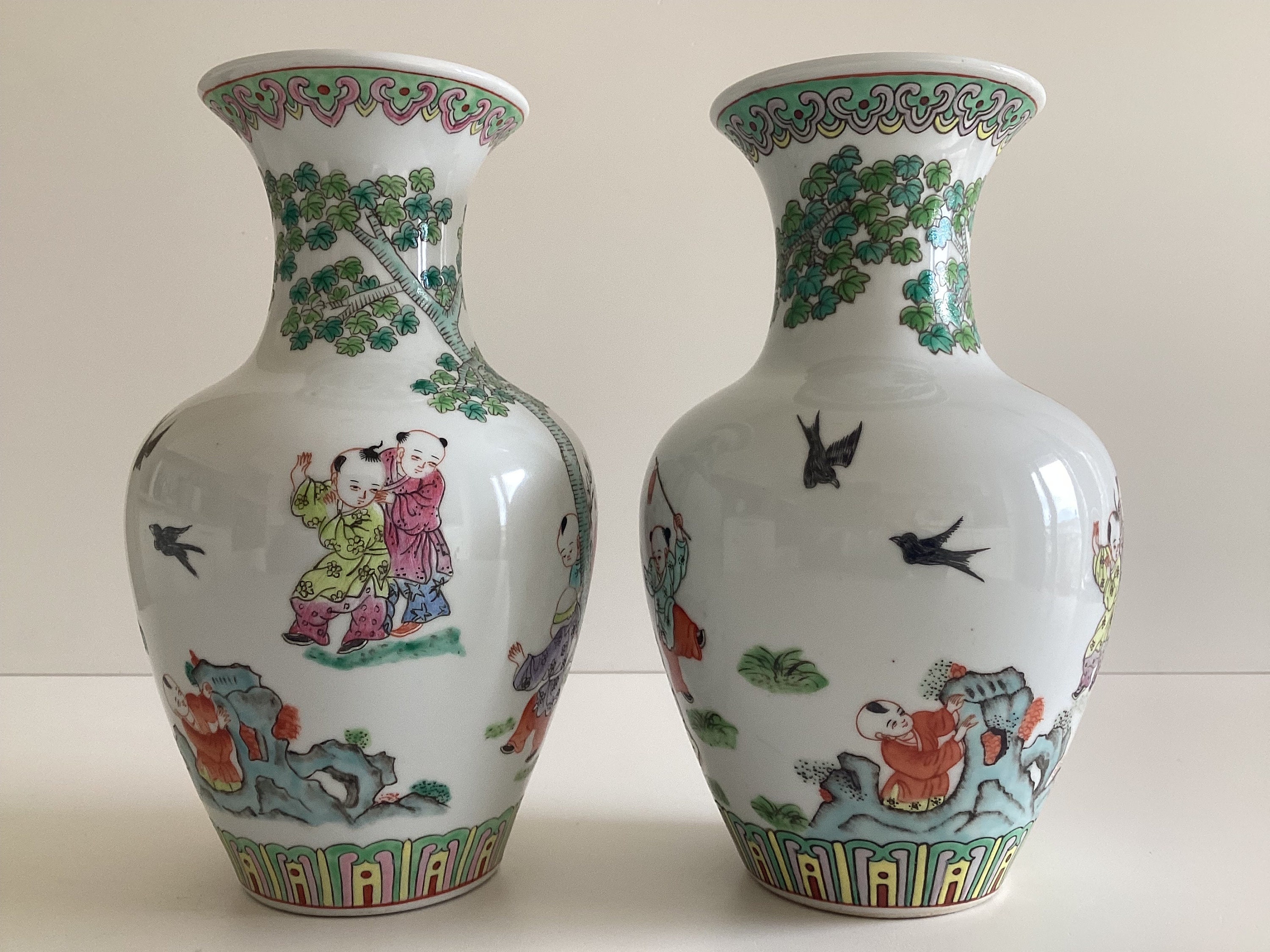 Vintage Chinese Vases – Pair Hand-Painted Porcelain (1970s Maoist Period) — photo 8 of 11